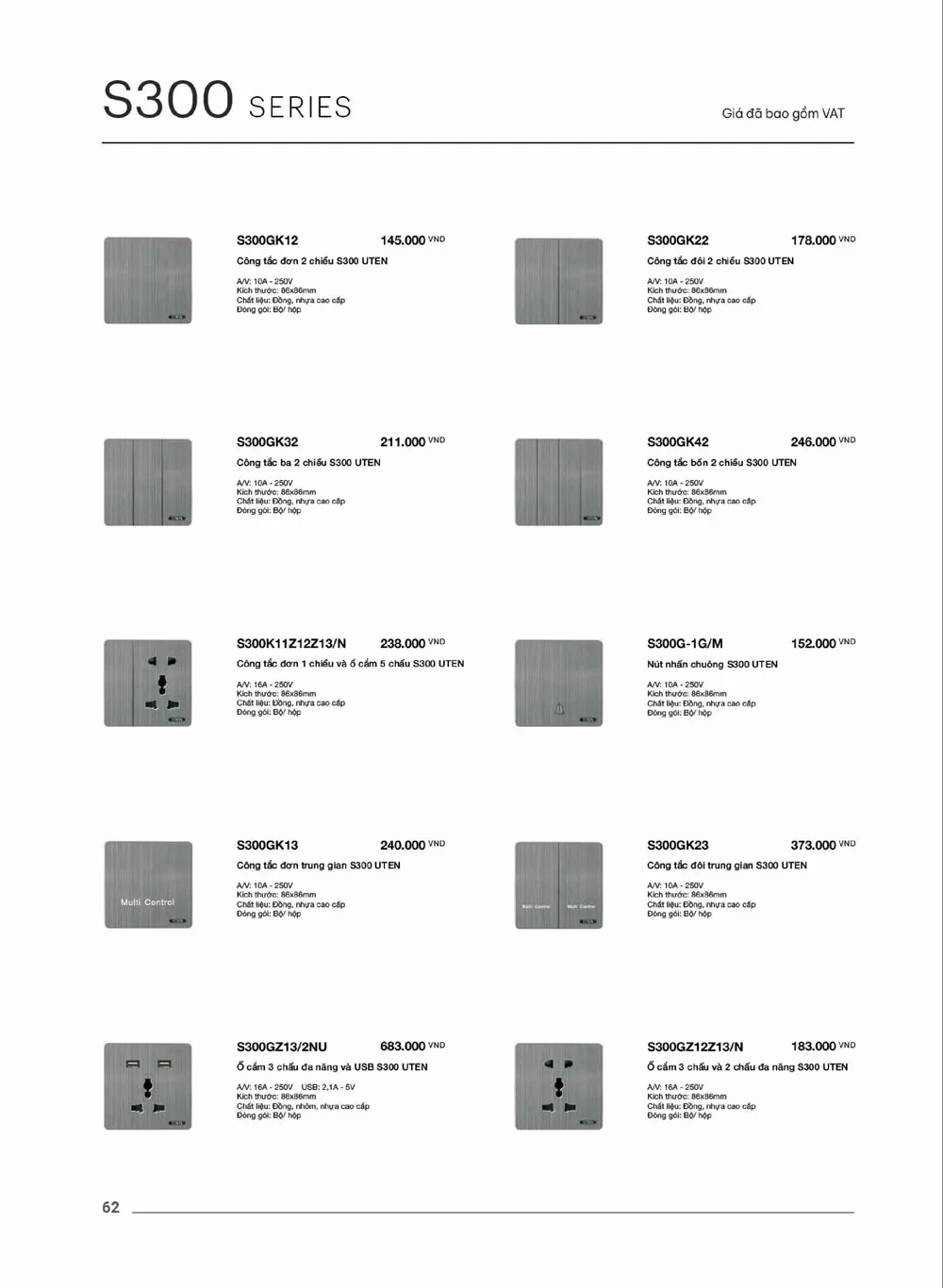 Catalogue UTEN 2026 (Công tắc & Ổ cắm) - Trang 63)