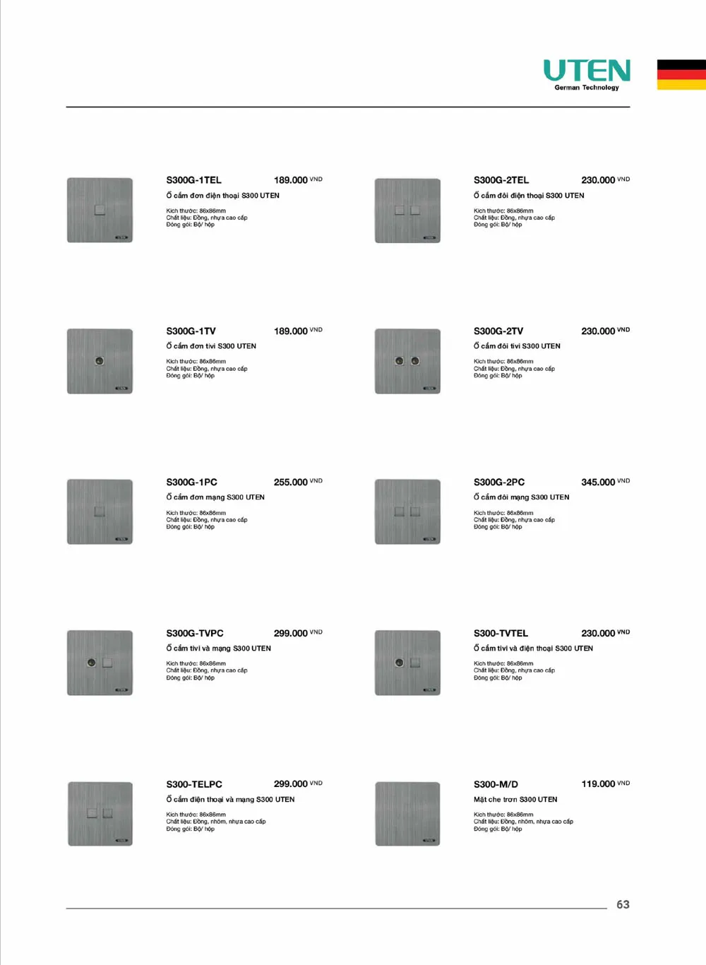 Catalogue UTEN 2026 (Công tắc & Ổ cắm) - Trang 64)