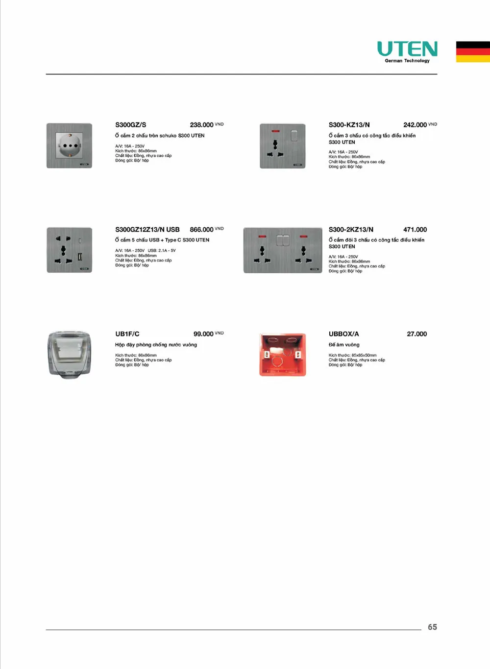 Catalogue UTEN 2026 (Công tắc & Ổ cắm) - Trang 66)