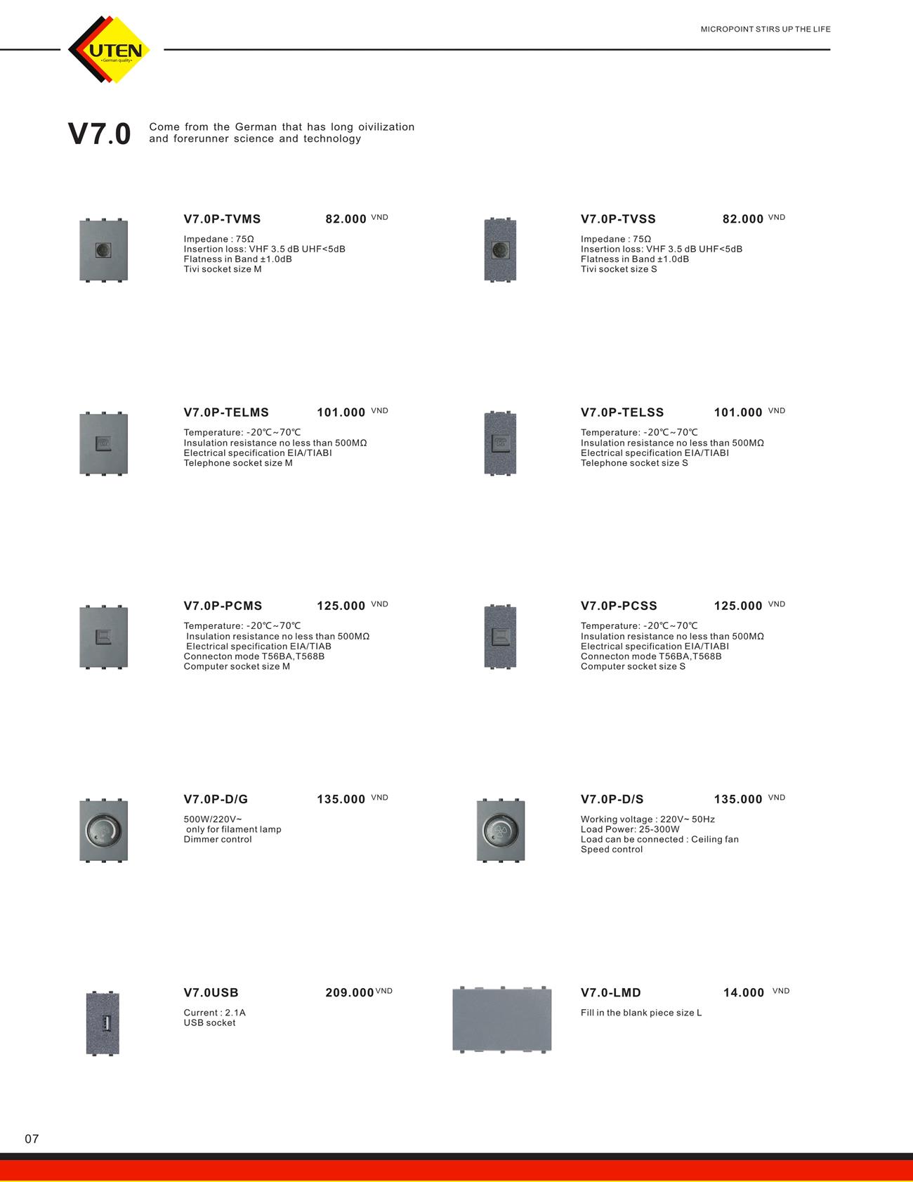 Catalogue UTEN 2023 (Công tắc & Ổ cắm) - Trang 10)
