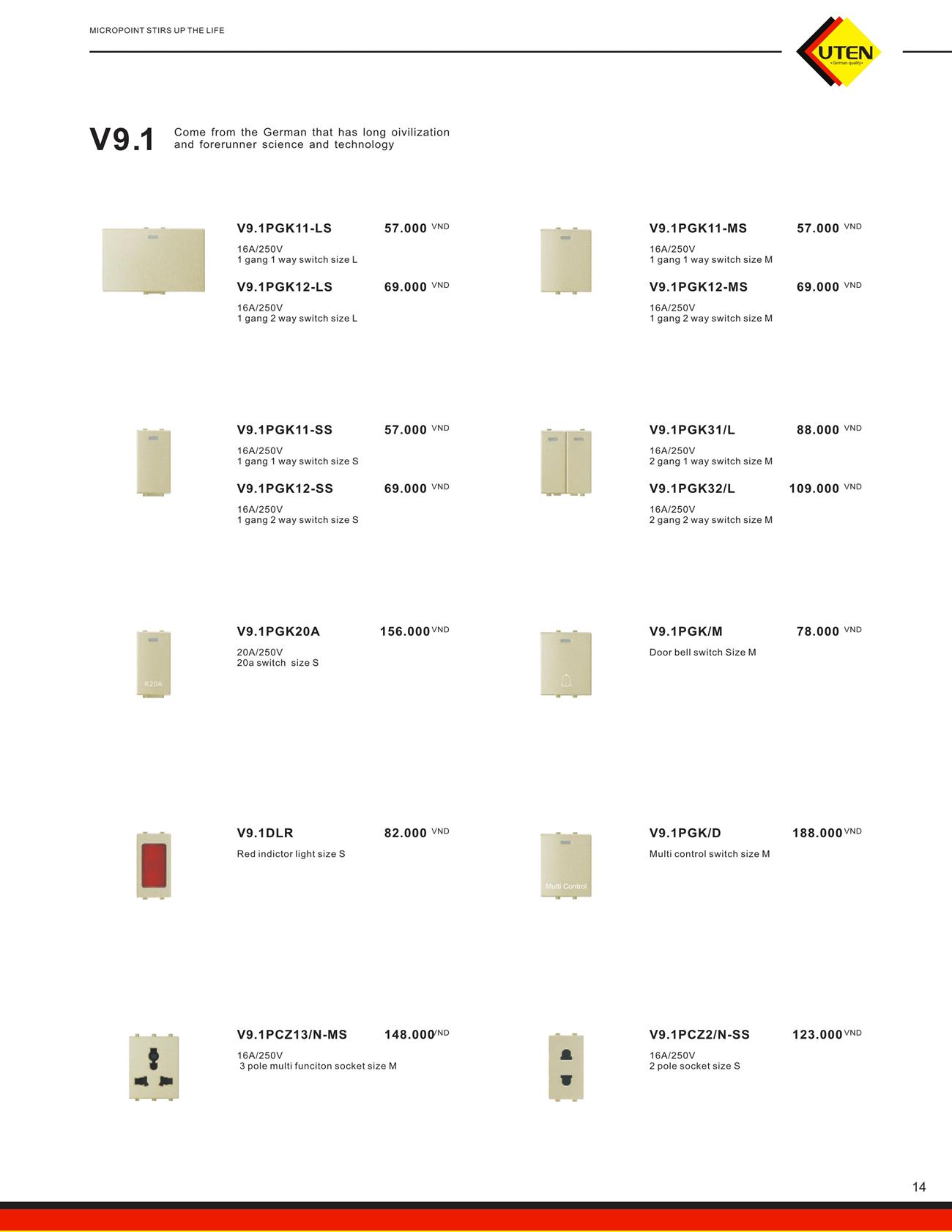 Catalogue UTEN 2023 (Công tắc & Ổ cắm) - Trang 17)