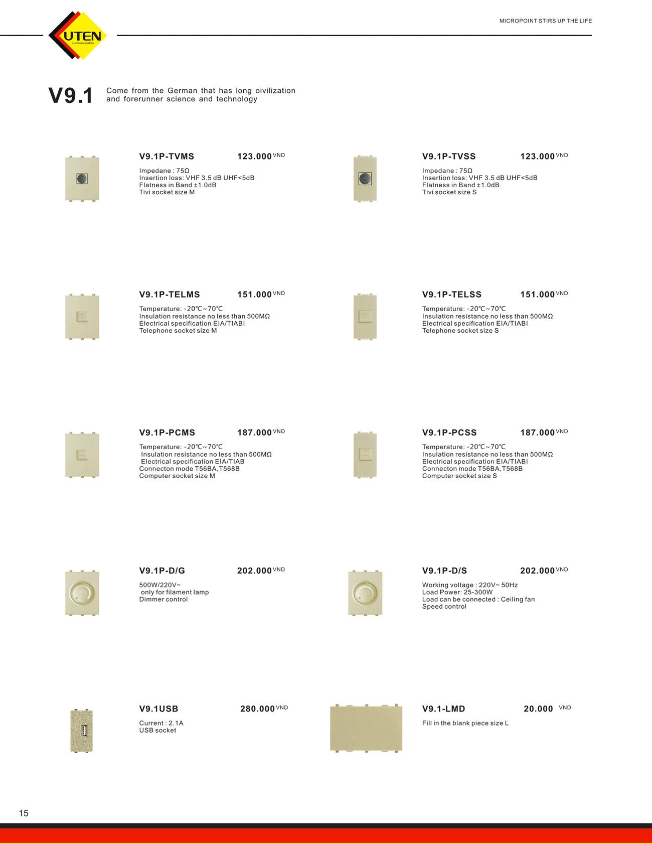 Catalogue UTEN 2023 (Công tắc & Ổ cắm) - Trang 18)