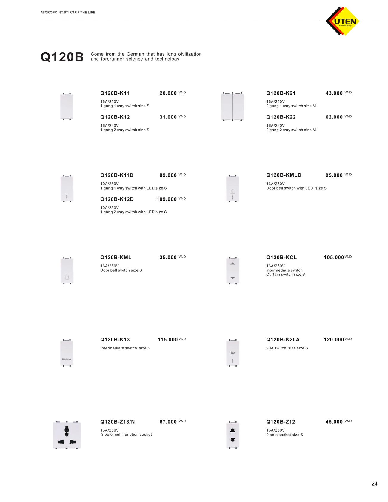 Catalogue UTEN 2023 (Công tắc & Ổ cắm) - Trang 27)