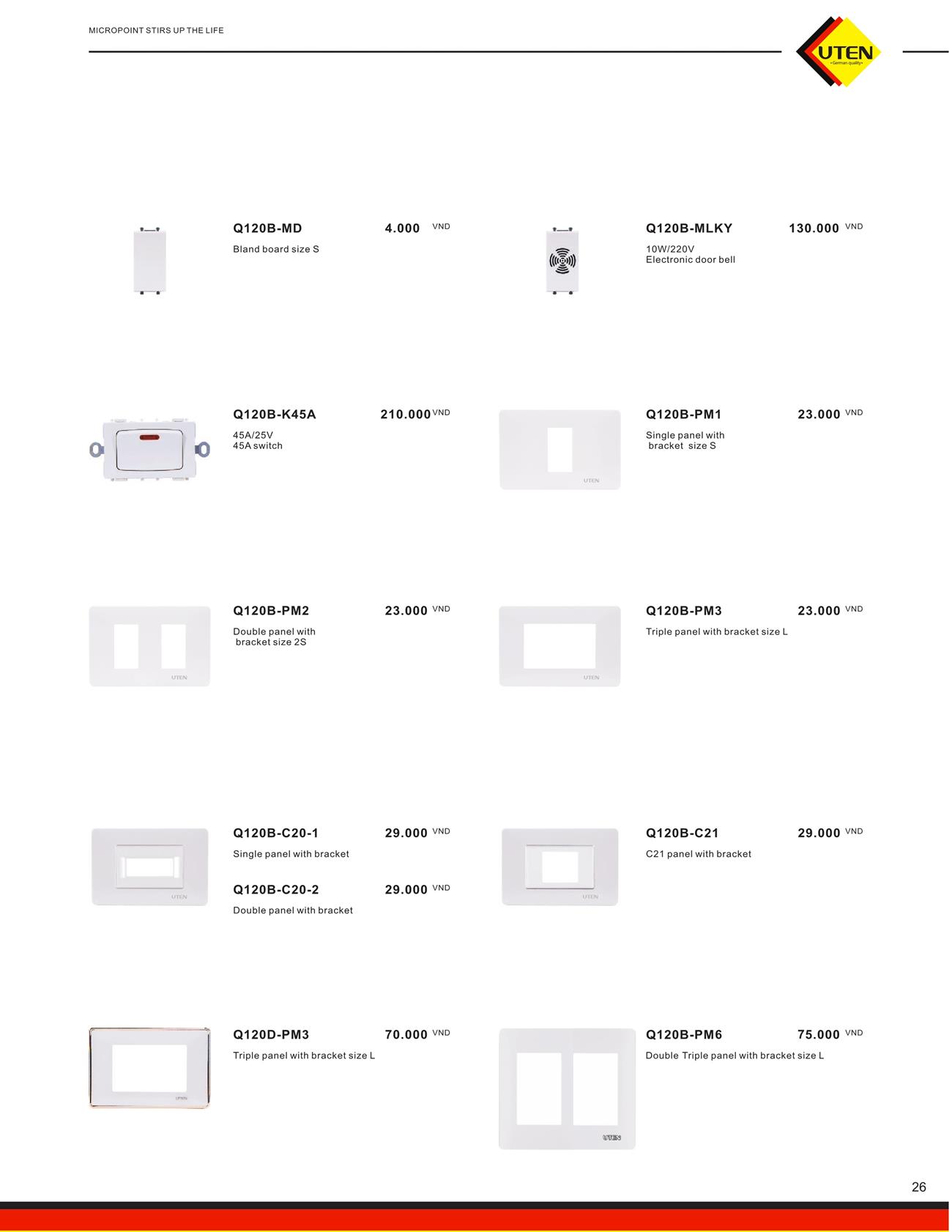 Catalogue UTEN 2023 (Công tắc & Ổ cắm) - Trang 29)