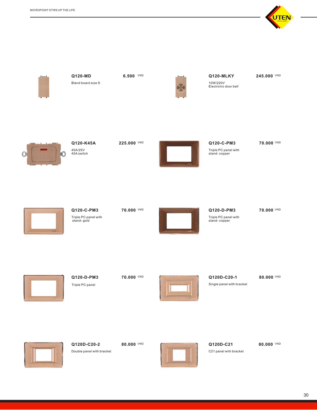 Catalogue UTEN 2023 (Công tắc & Ổ cắm) - Trang 33)