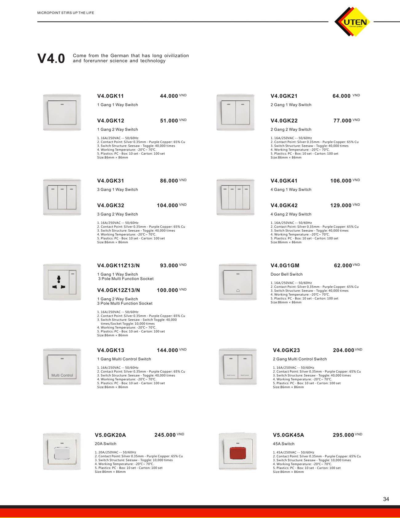 Catalogue UTEN 2023 (Công tắc & Ổ cắm) - Trang 37)