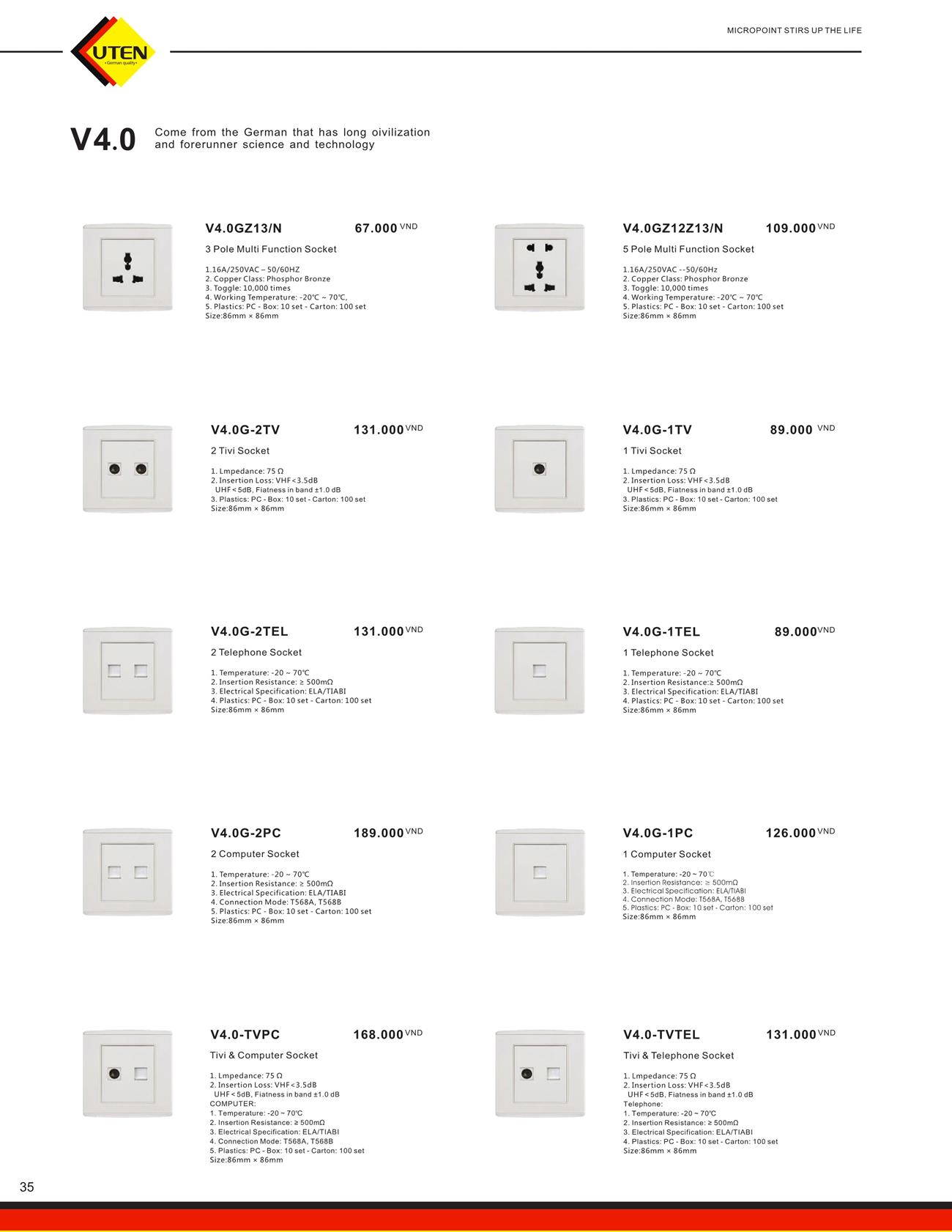 Catalogue UTEN 2023 (Công tắc & Ổ cắm) - Trang 38)