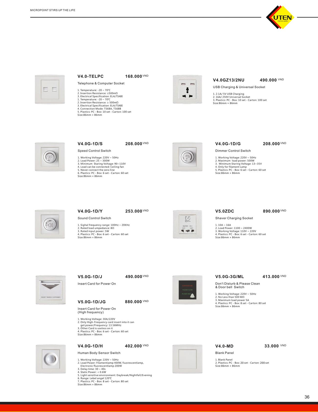 Catalogue UTEN 2023 (Công tắc & Ổ cắm) - Trang 39)