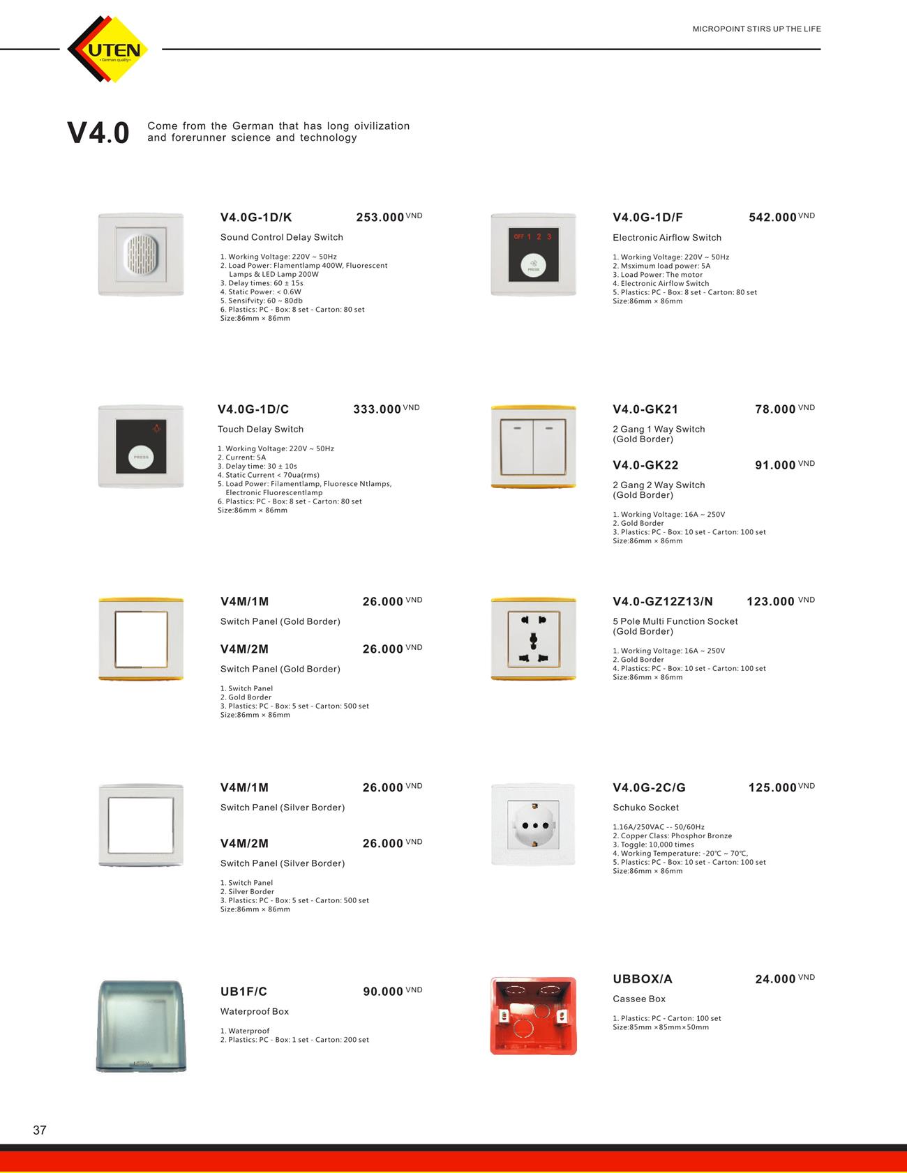 Catalogue UTEN 2023 (Công tắc & Ổ cắm) - Trang 40)