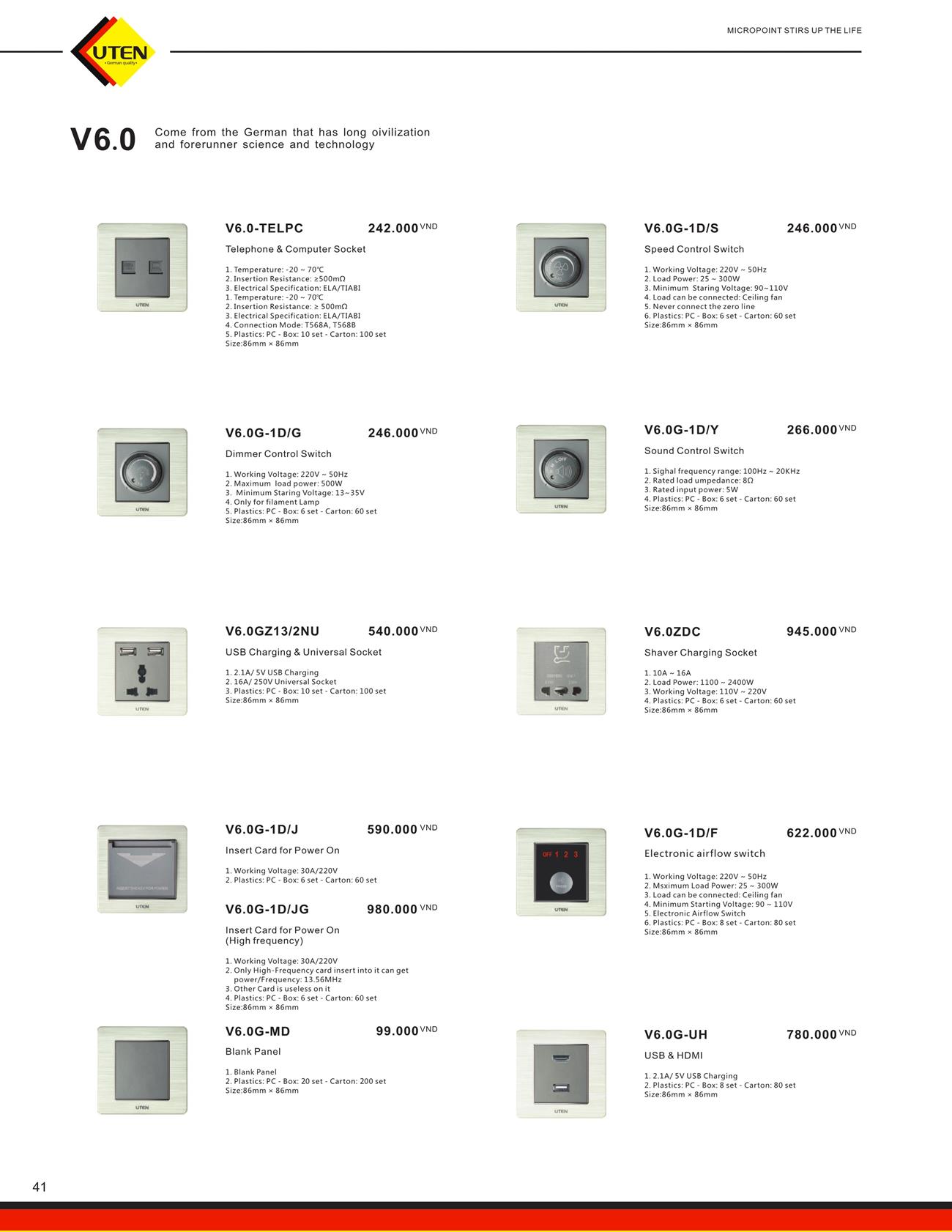 Catalogue UTEN 2023 (Công tắc & Ổ cắm) - Trang 44)