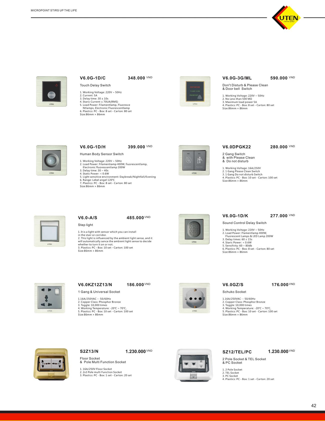 Catalogue UTEN 2023 (Công tắc & Ổ cắm) - Trang 45)