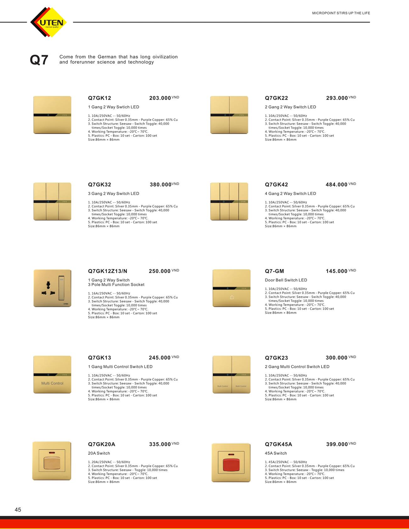 Catalogue UTEN 2023 (Công tắc & Ổ cắm) - Trang 48)