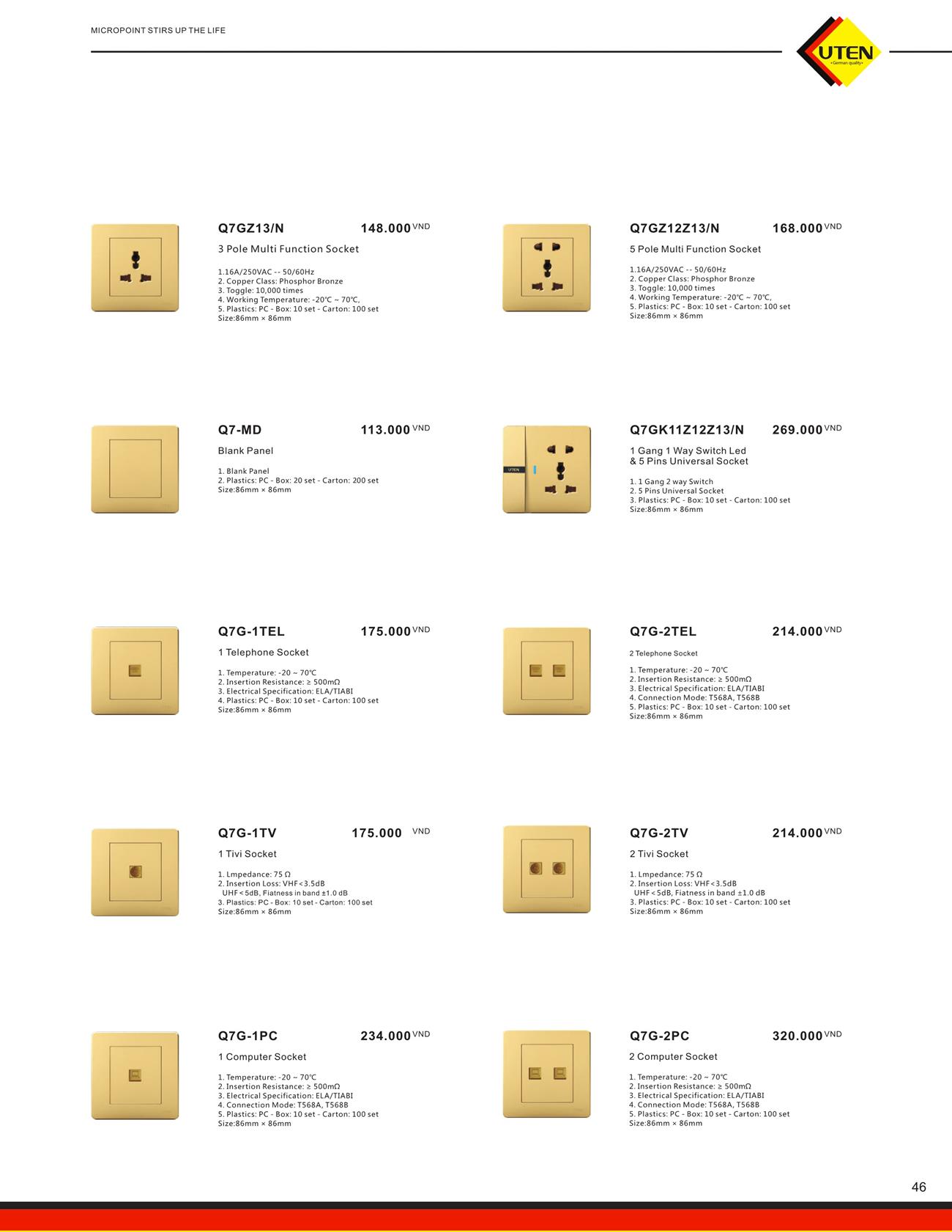 Catalogue UTEN 2023 (Công tắc & Ổ cắm) - Trang 49)