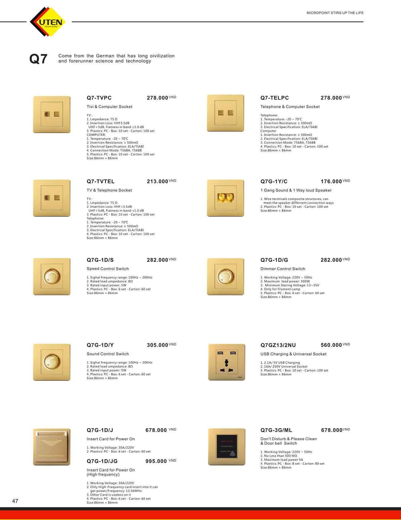 Catalogue UTEN 2023 (Công tắc & Ổ cắm) - Trang 50)