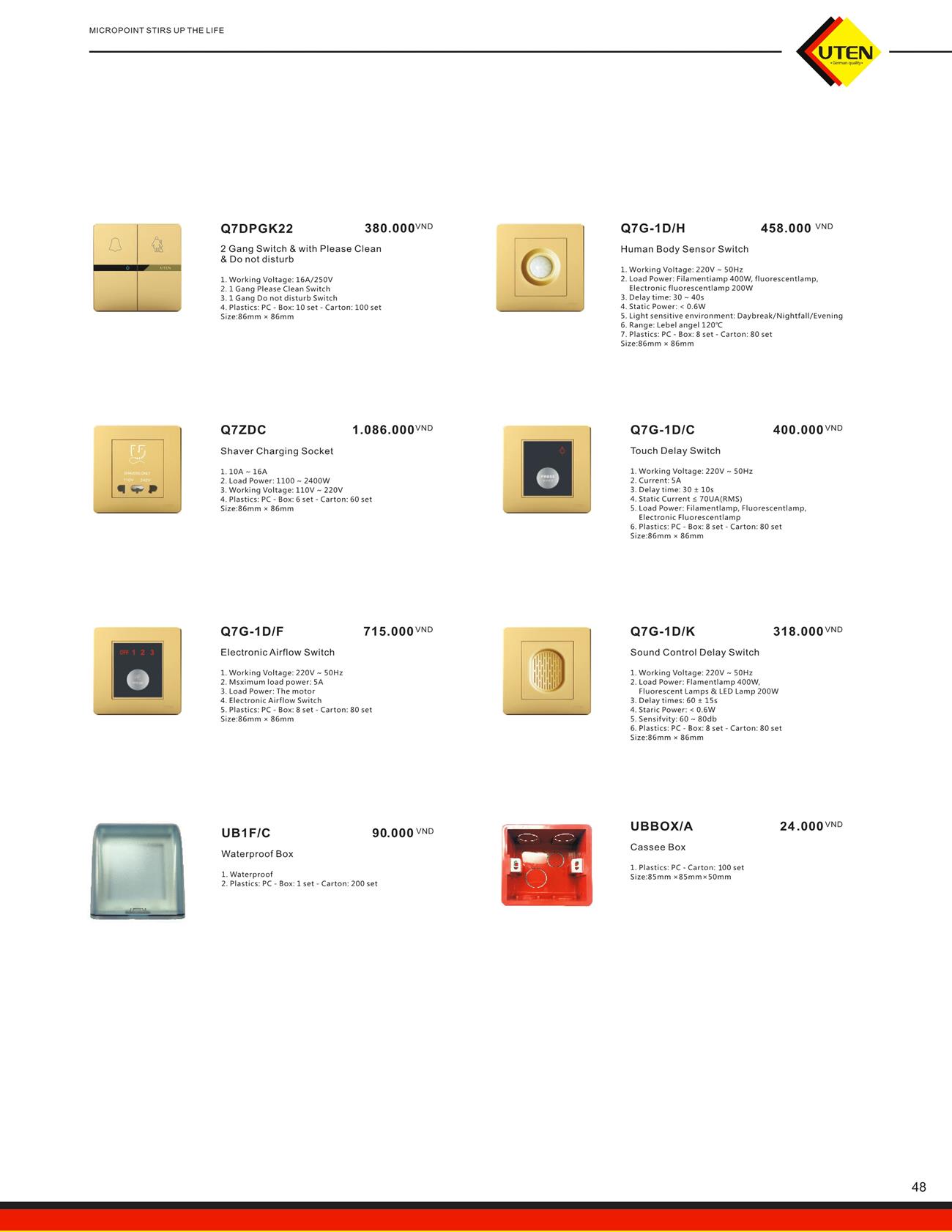 Catalogue UTEN 2023 (Công tắc & Ổ cắm) - Trang 51)