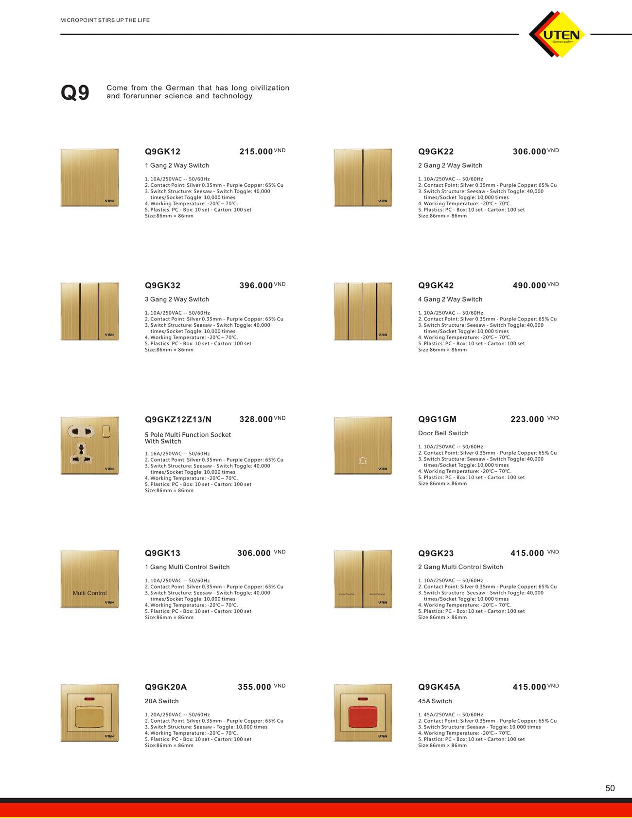 Catalogue UTEN 2023 (Công tắc & Ổ cắm) - Trang 53)