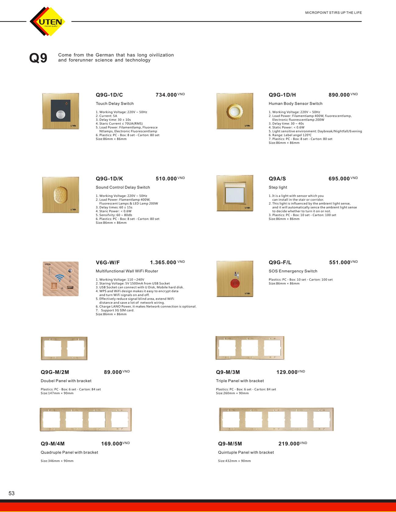Catalogue UTEN 2023 (Công tắc & Ổ cắm) - Trang 56)