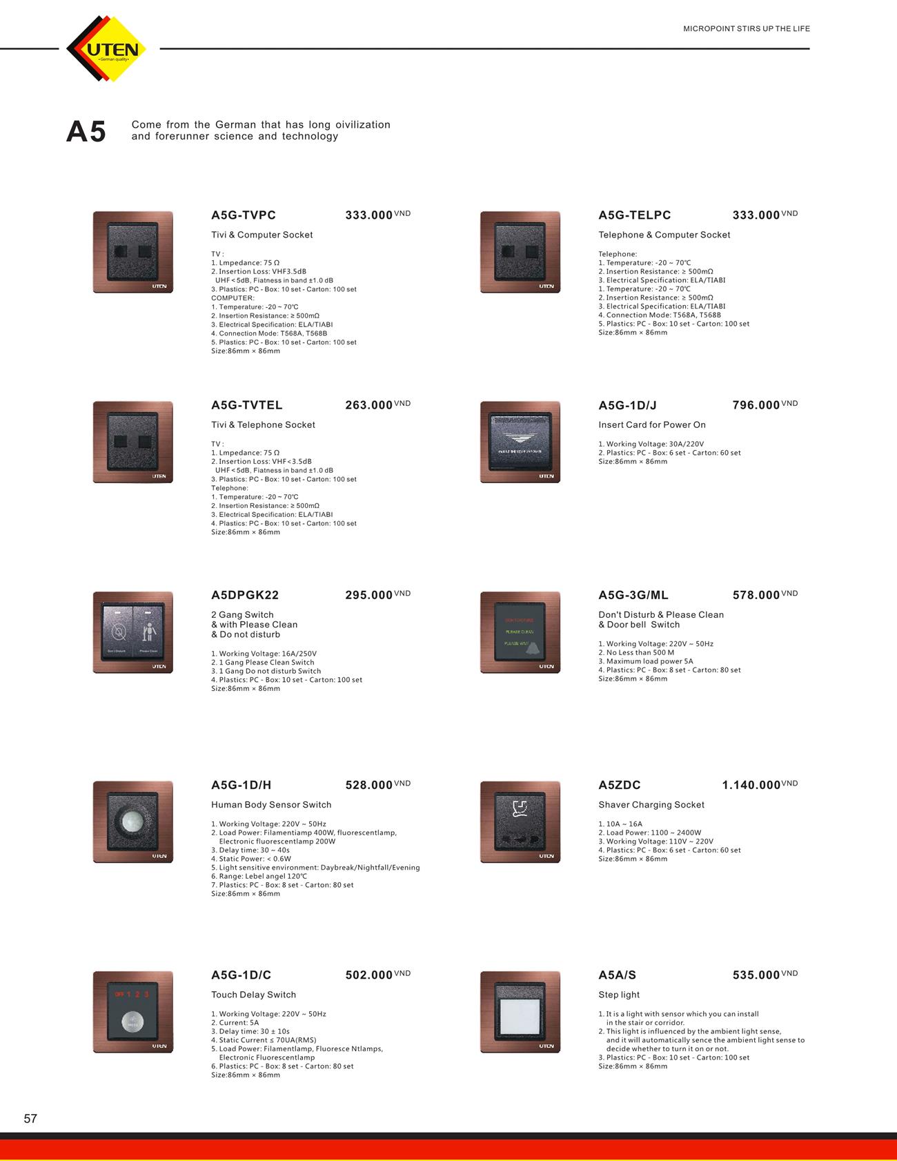 Catalogue UTEN 2023 (Công tắc & Ổ cắm) - Trang 60)