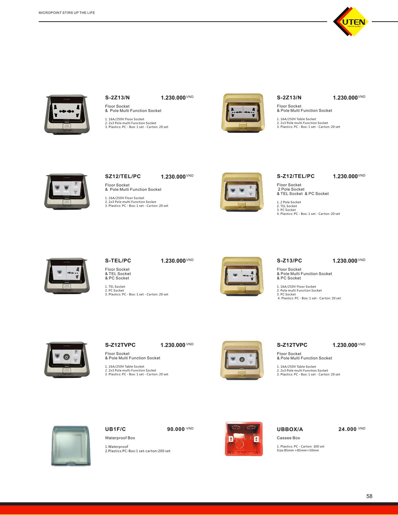 Catalogue UTEN 2023 (Công tắc & Ổ cắm) - Trang 61)
