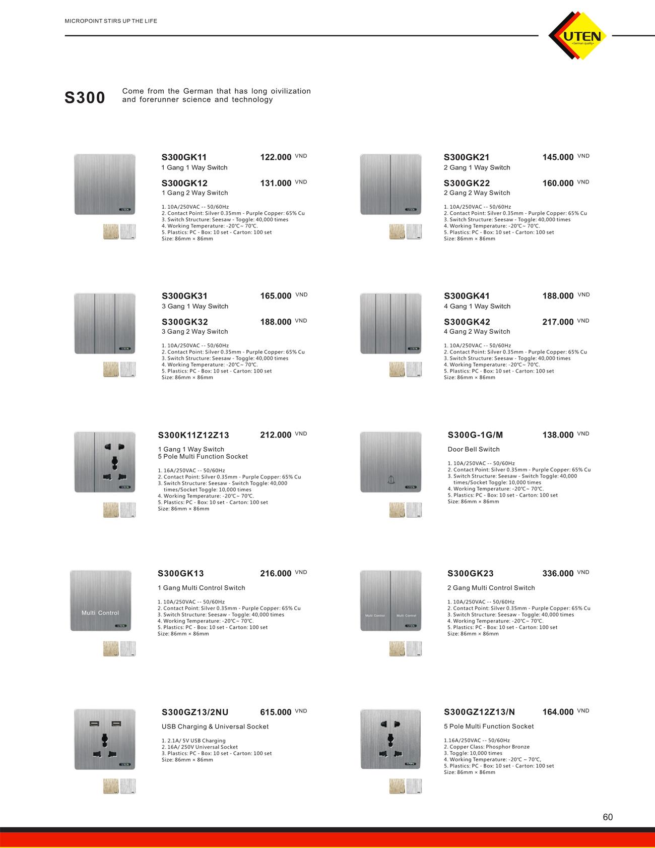 Catalogue UTEN 2023 (Công tắc & Ổ cắm) - Trang 63)