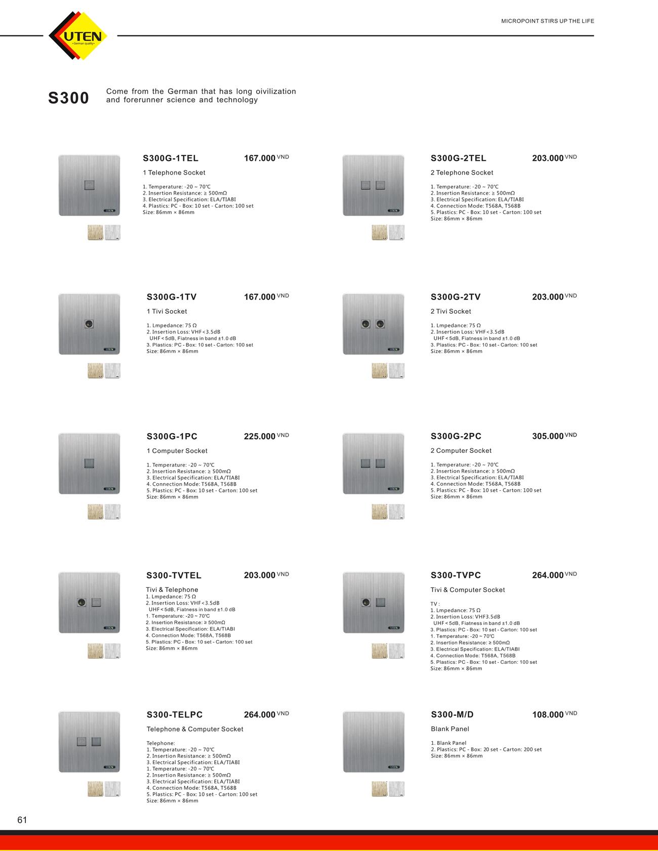 Catalogue UTEN 2023 (Công tắc & Ổ cắm) - Trang 64)