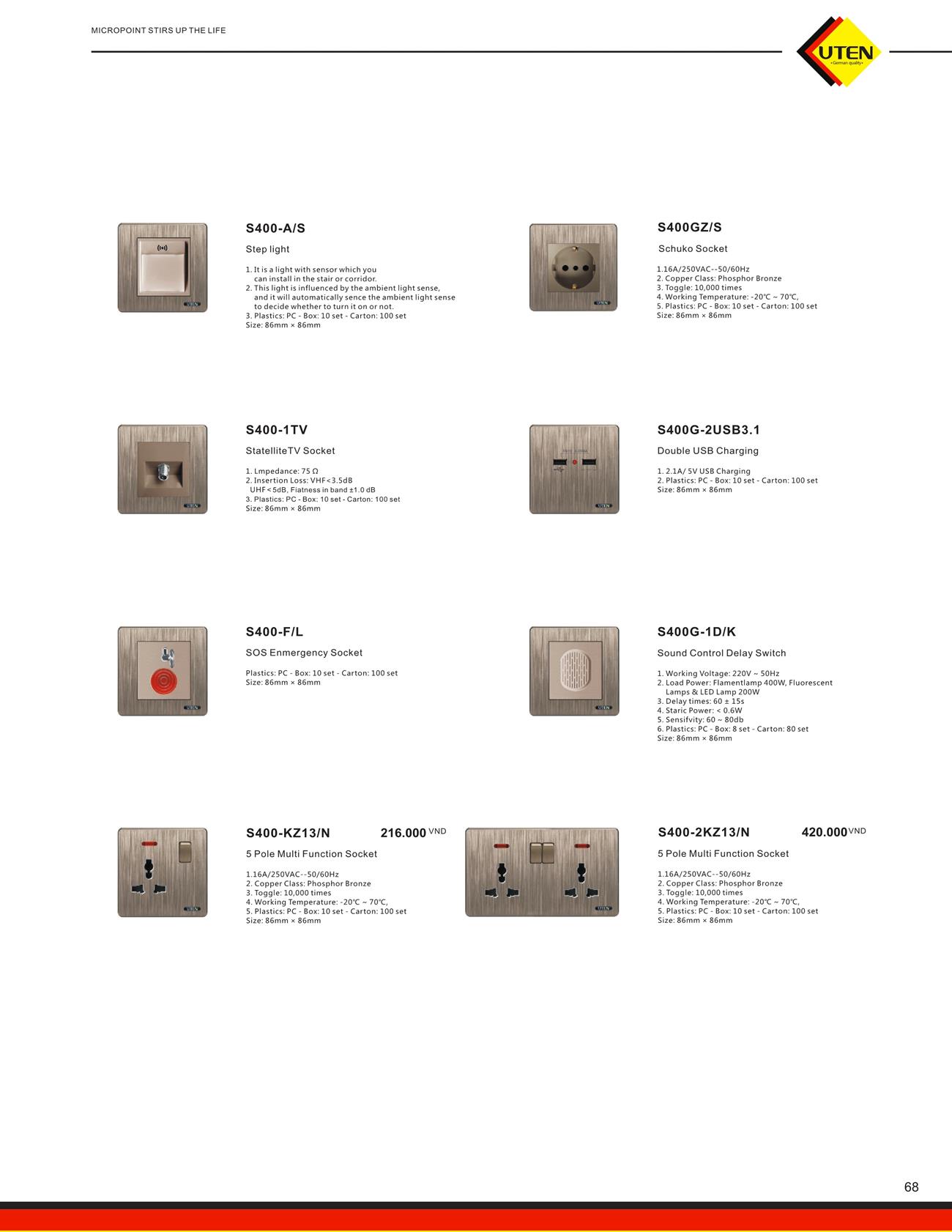 Catalogue UTEN 2023 (Công tắc & Ổ cắm) - Trang 71)