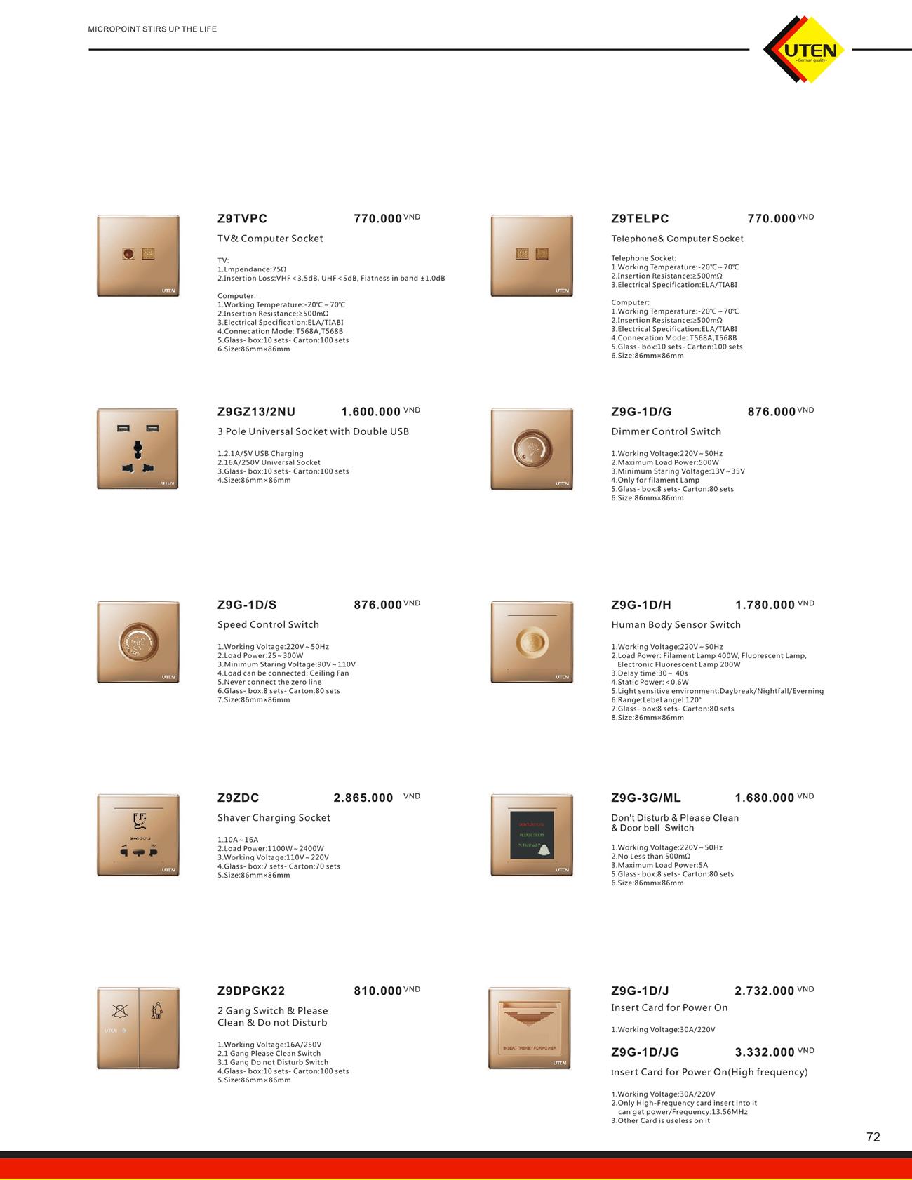 Catalogue UTEN 2023 (Công tắc & Ổ cắm) - Trang 75)