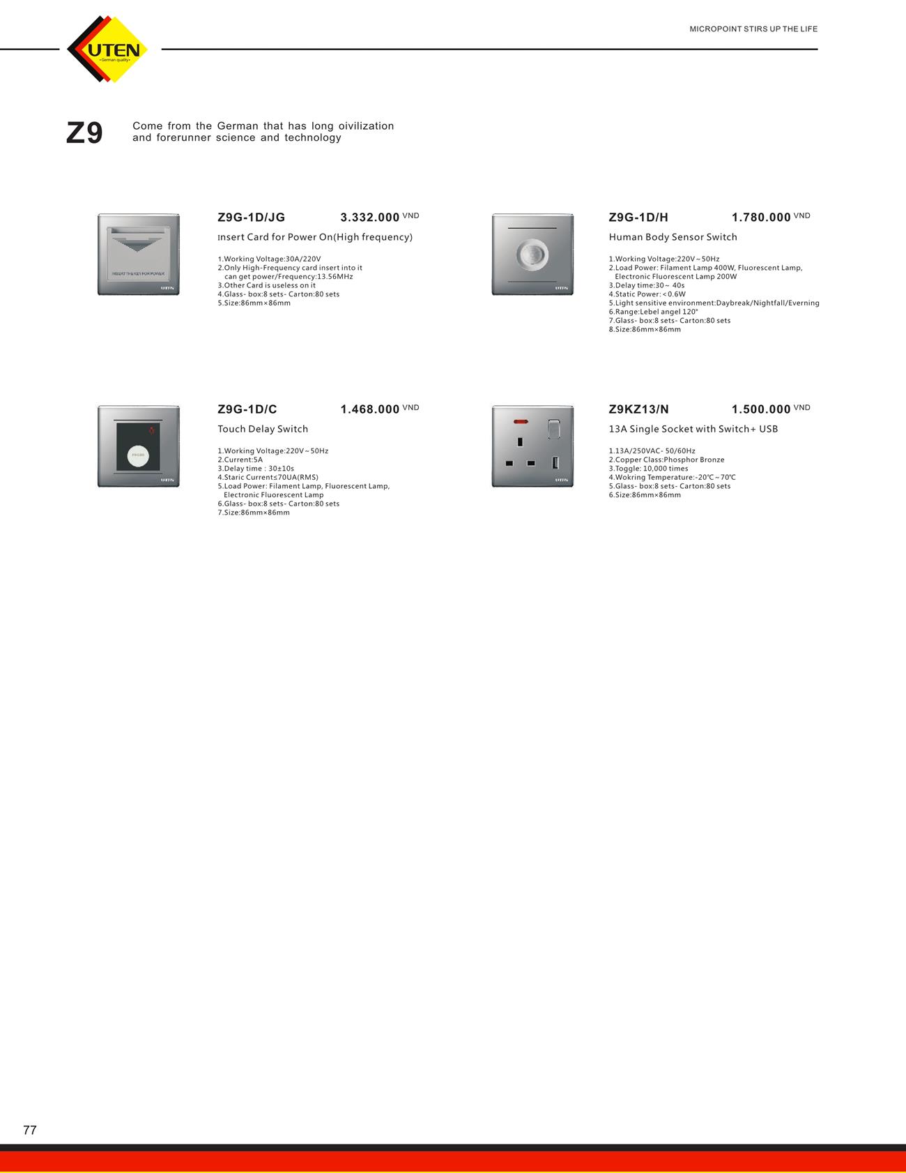 Catalogue UTEN 2023 (Công tắc & Ổ cắm) - Trang 80)