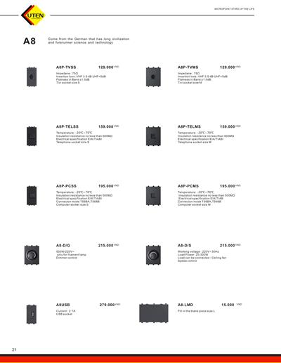 Catalogue UTEN 2024 (Công tắc & Ổ cắm) | thietbidiendgp.vn
