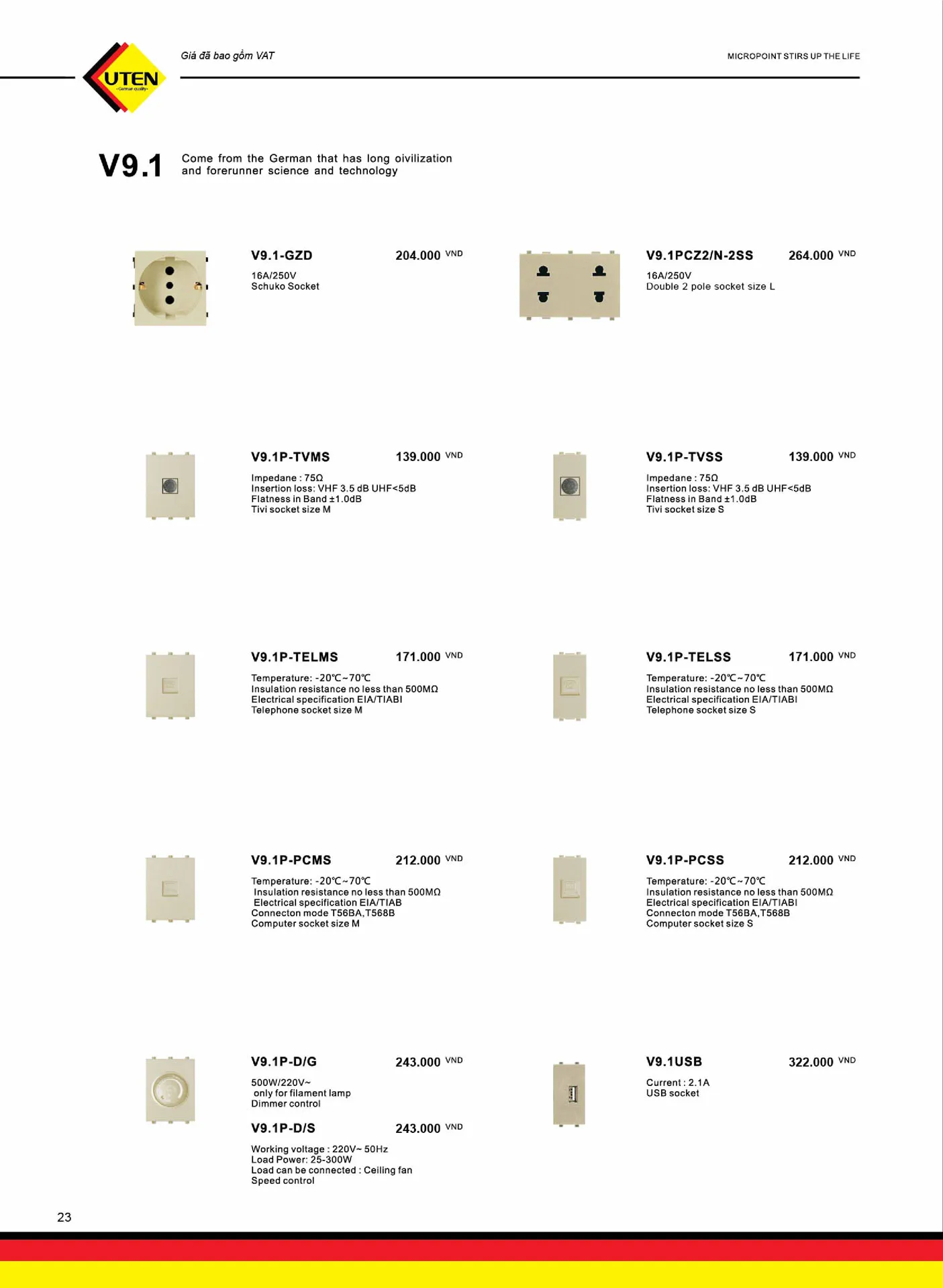 Catalogue UTEN 2025 (Công tắc & Ổ cắm) - Trang 24)