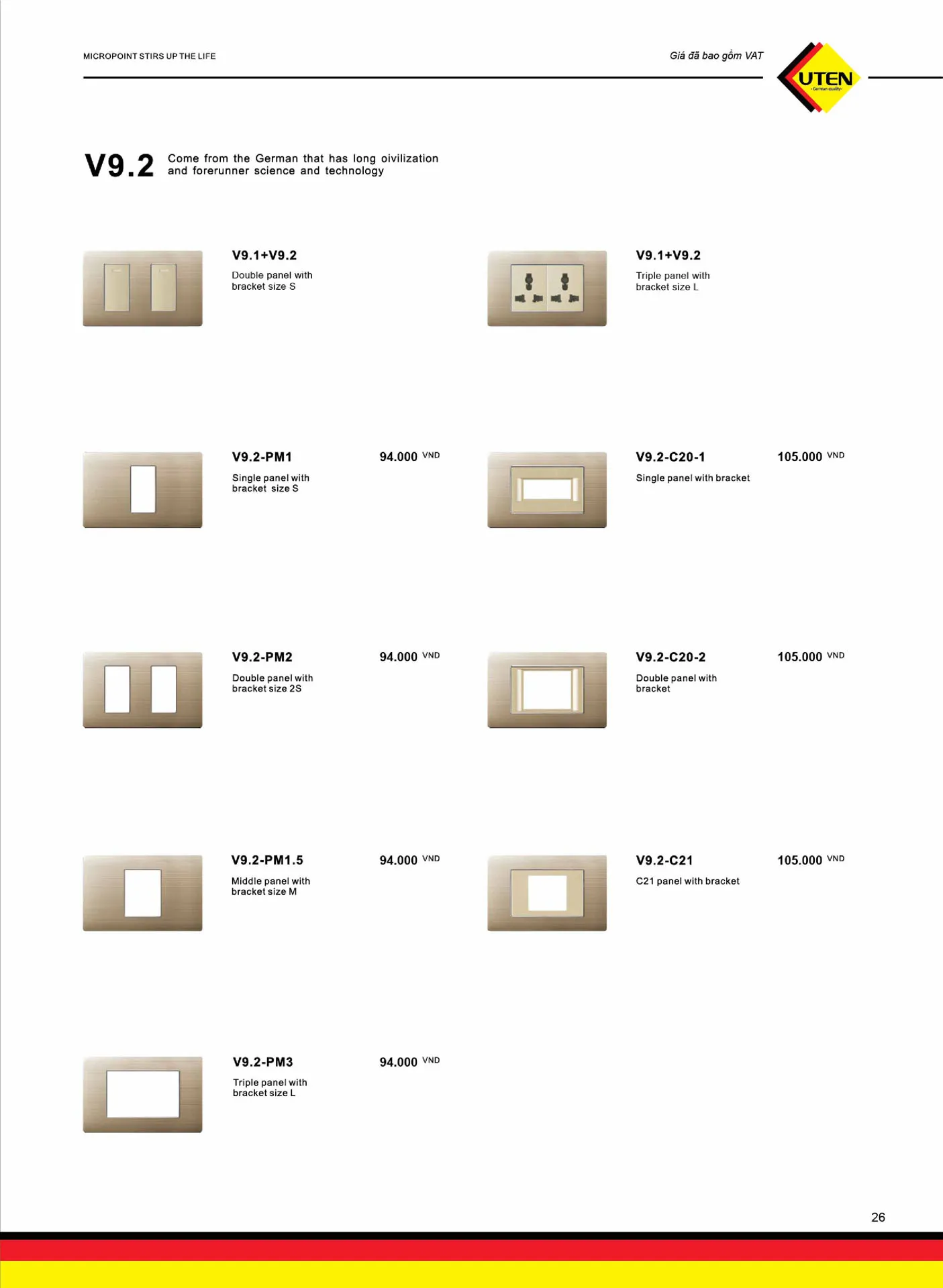 Catalogue UTEN 2025 (Công tắc & Ổ cắm) - Trang 27)