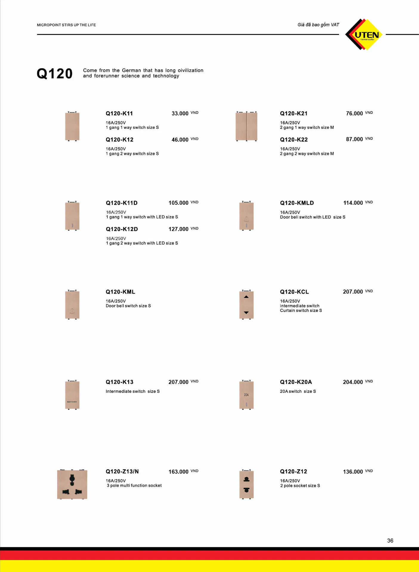 Catalogue UTEN 2025 (Công tắc & Ổ cắm) - Trang 37)