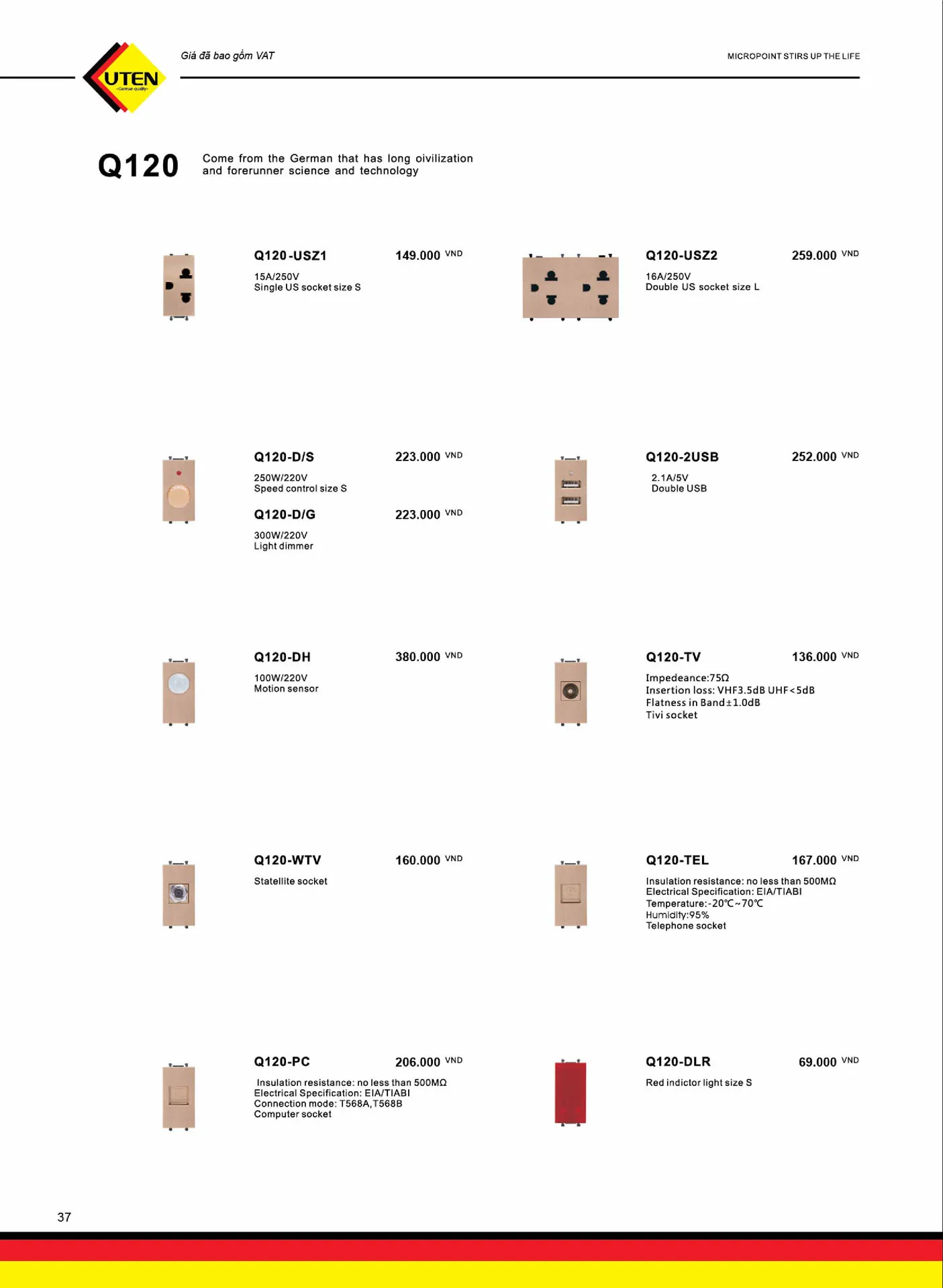 Catalogue UTEN 2025 (Công tắc & Ổ cắm) - Trang 38)