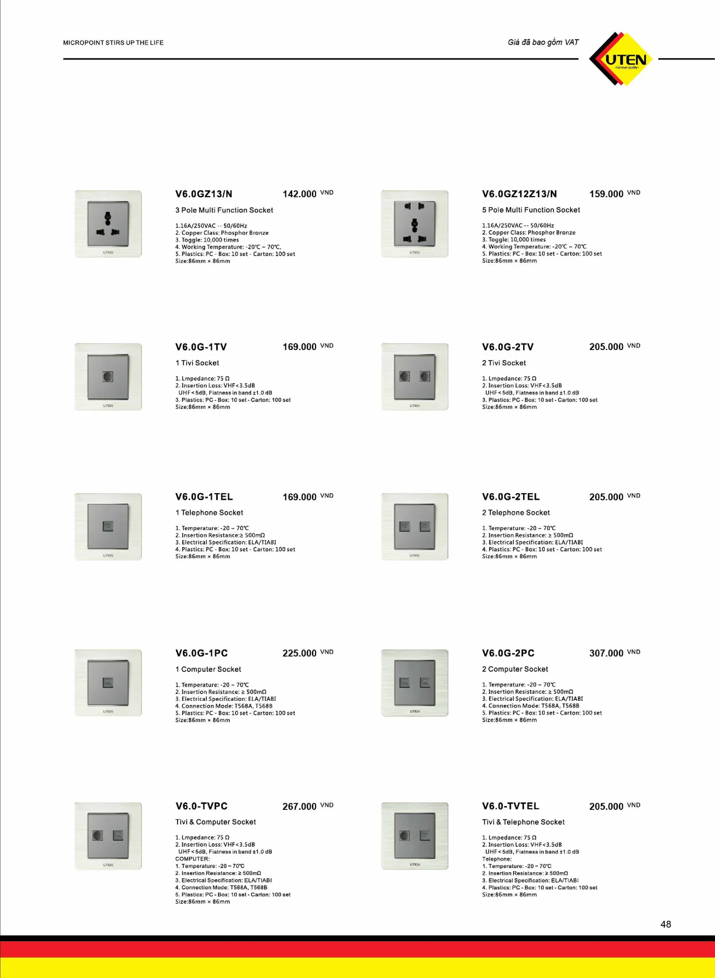 Catalogue UTEN 2025 (Công tắc & Ổ cắm) - Trang 49)