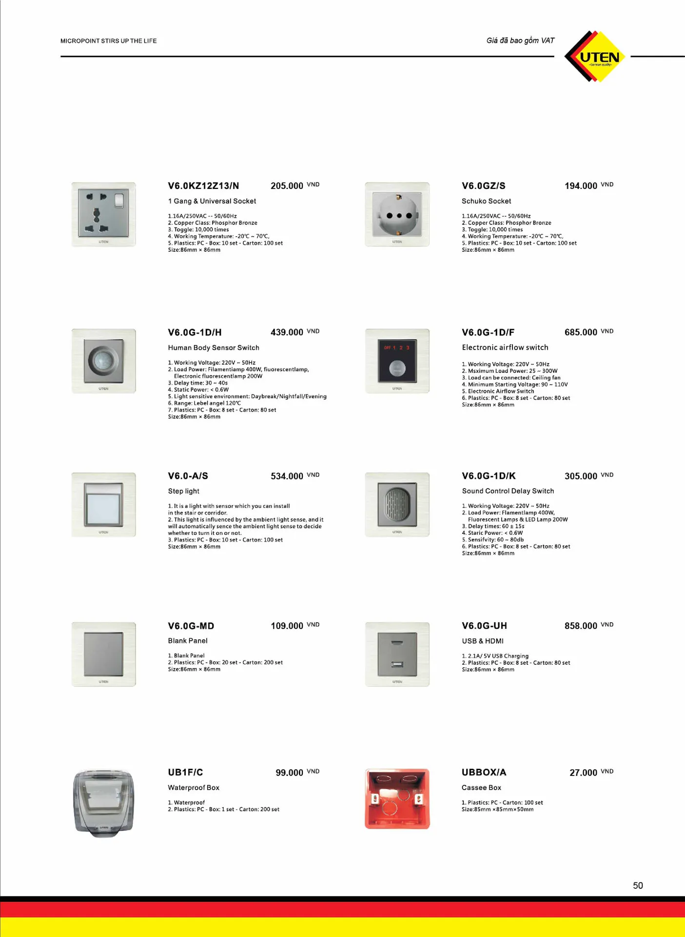 Catalogue UTEN 2025 (Công tắc & Ổ cắm) - Trang 51)