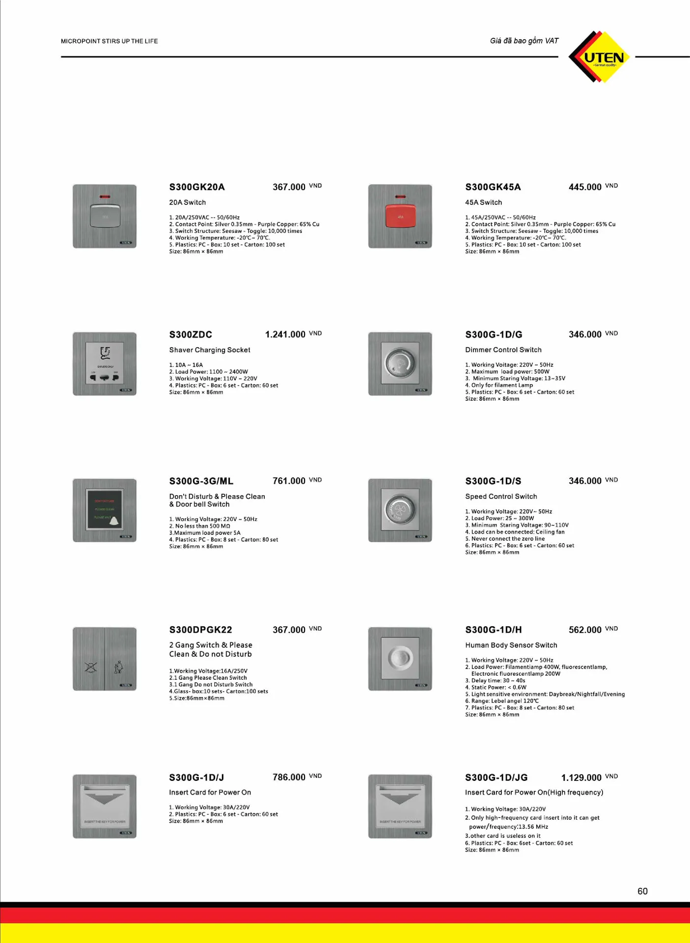 Catalogue UTEN 2025 (Công tắc & Ổ cắm) - Trang 61)