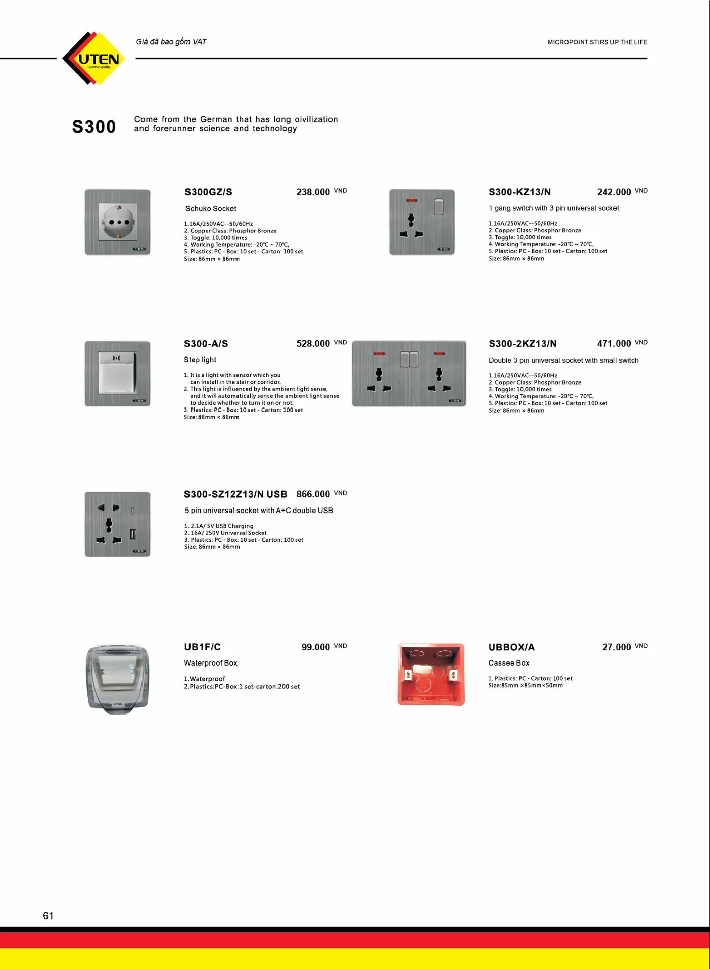 Catalogue UTEN 2025 (Công tắc & Ổ cắm) - Trang 62)