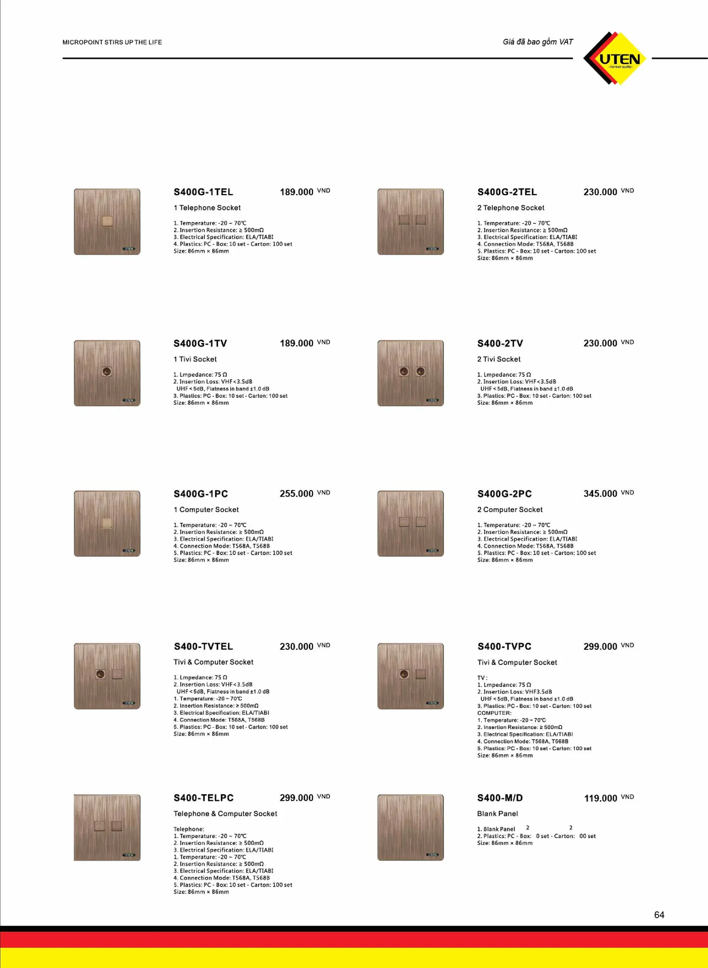 Catalogue UTEN 2025 (Công tắc & Ổ cắm) - Trang 65)