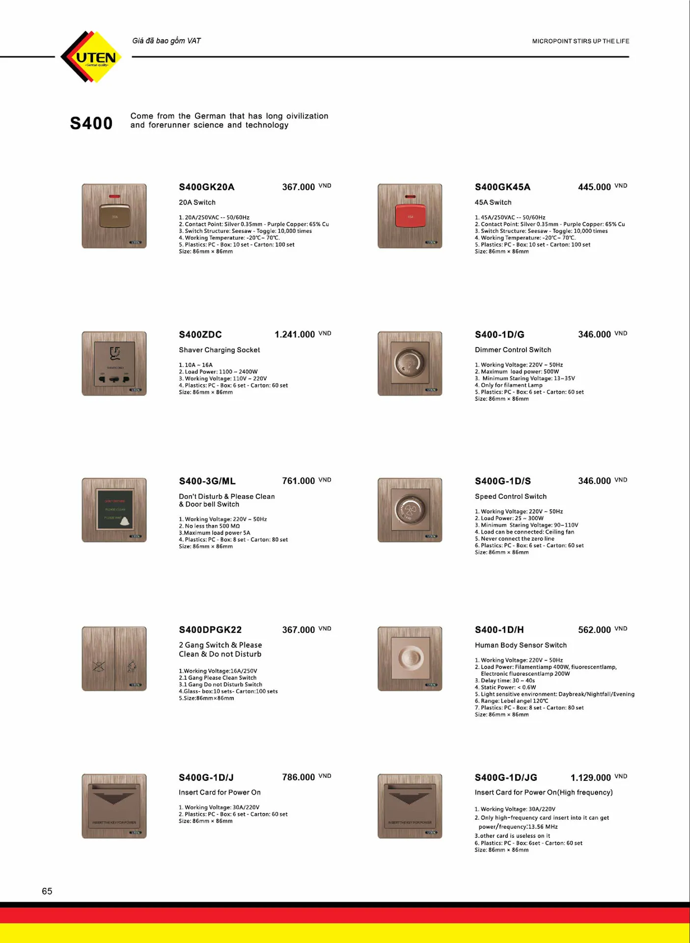 Catalogue UTEN 2025 (Công tắc & Ổ cắm) - Trang 66)