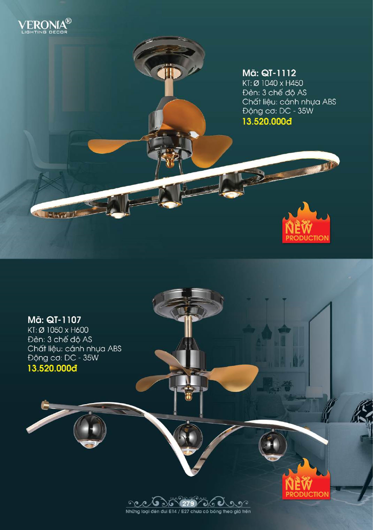 Tổng hợp Quạt đèn trang trí VERONIA mới nhất 2025 - Trang 2)