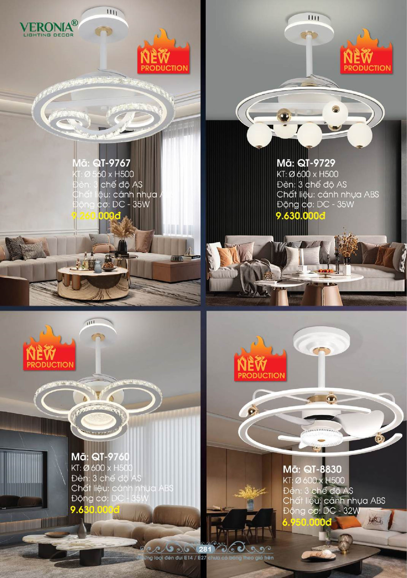 Tổng hợp Quạt đèn trang trí VERONIA mới nhất 2025 - Trang 4)