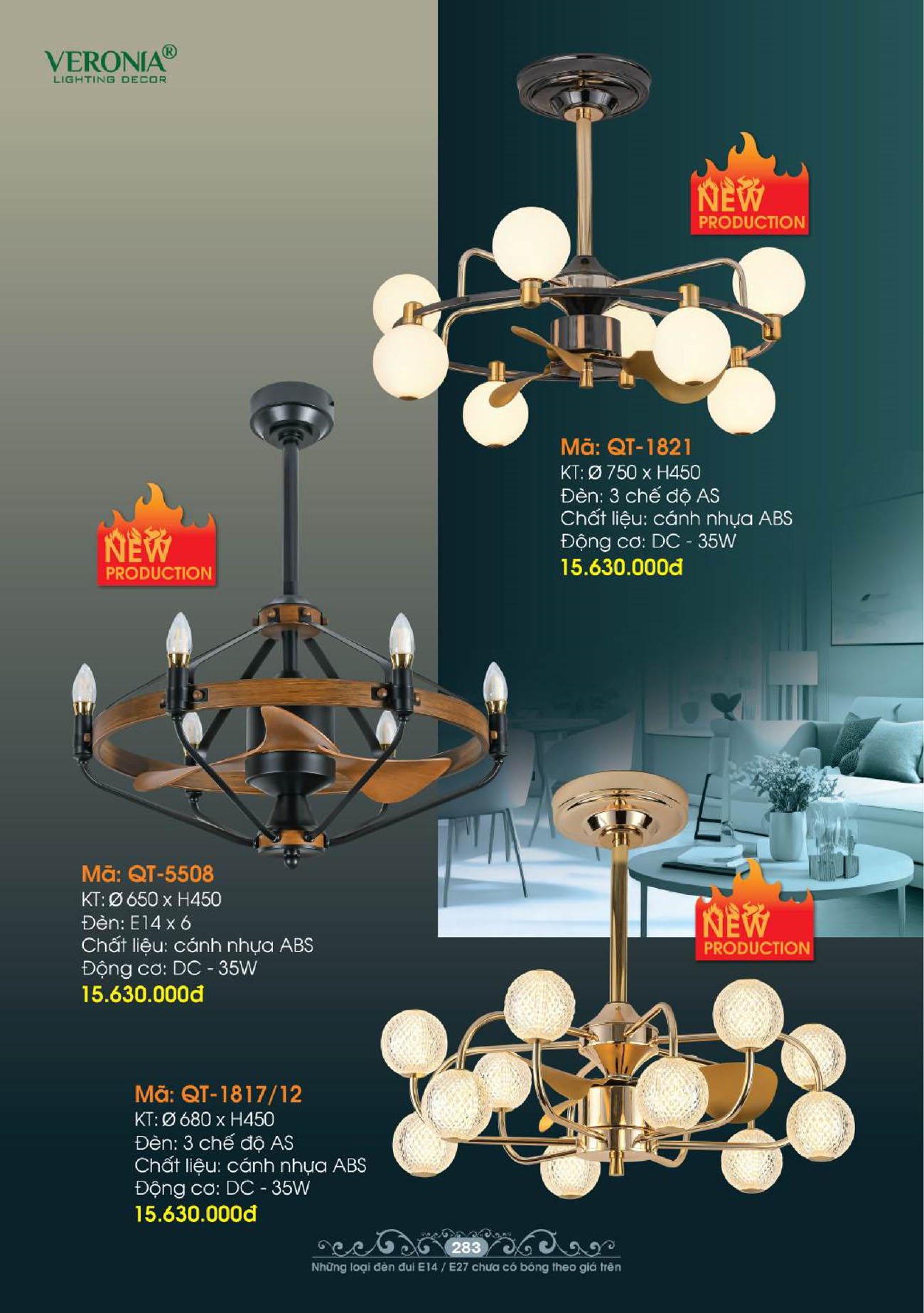 Tổng hợp Quạt đèn trang trí VERONIA mới nhất 2025 - Trang 6)