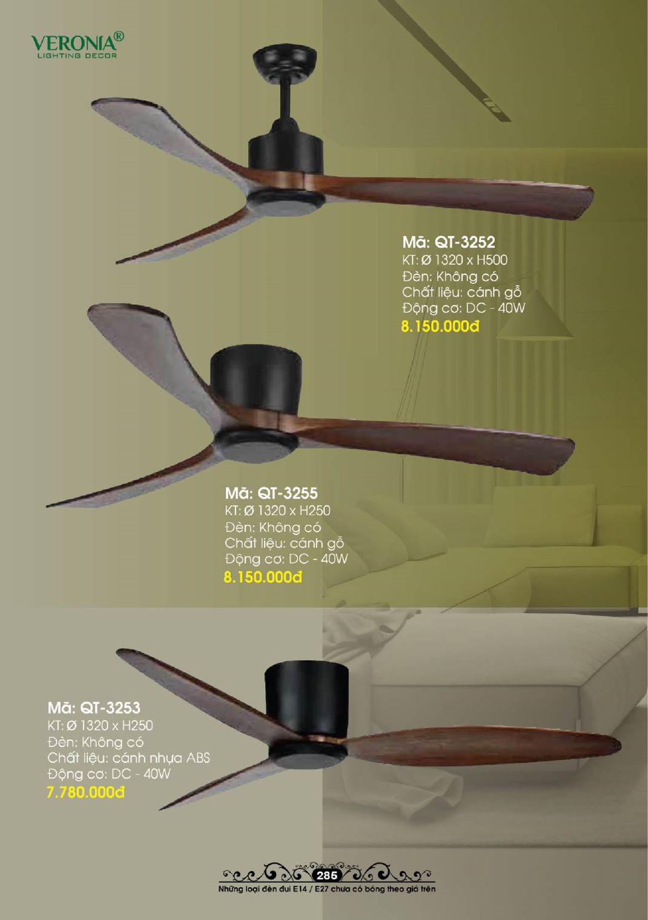 Tổng hợp Quạt đèn trang trí VERONIA mới nhất 2025 - Trang 8)