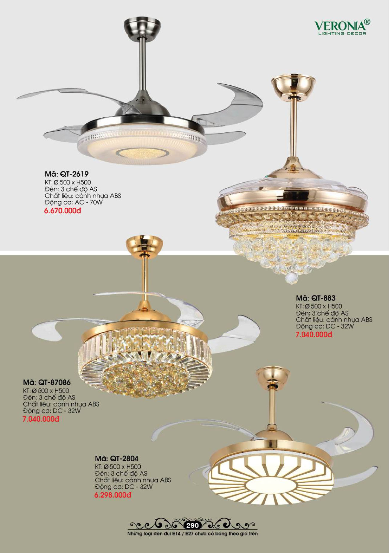 Tổng hợp Quạt đèn trang trí VERONIA mới nhất 2025 - Trang 13)