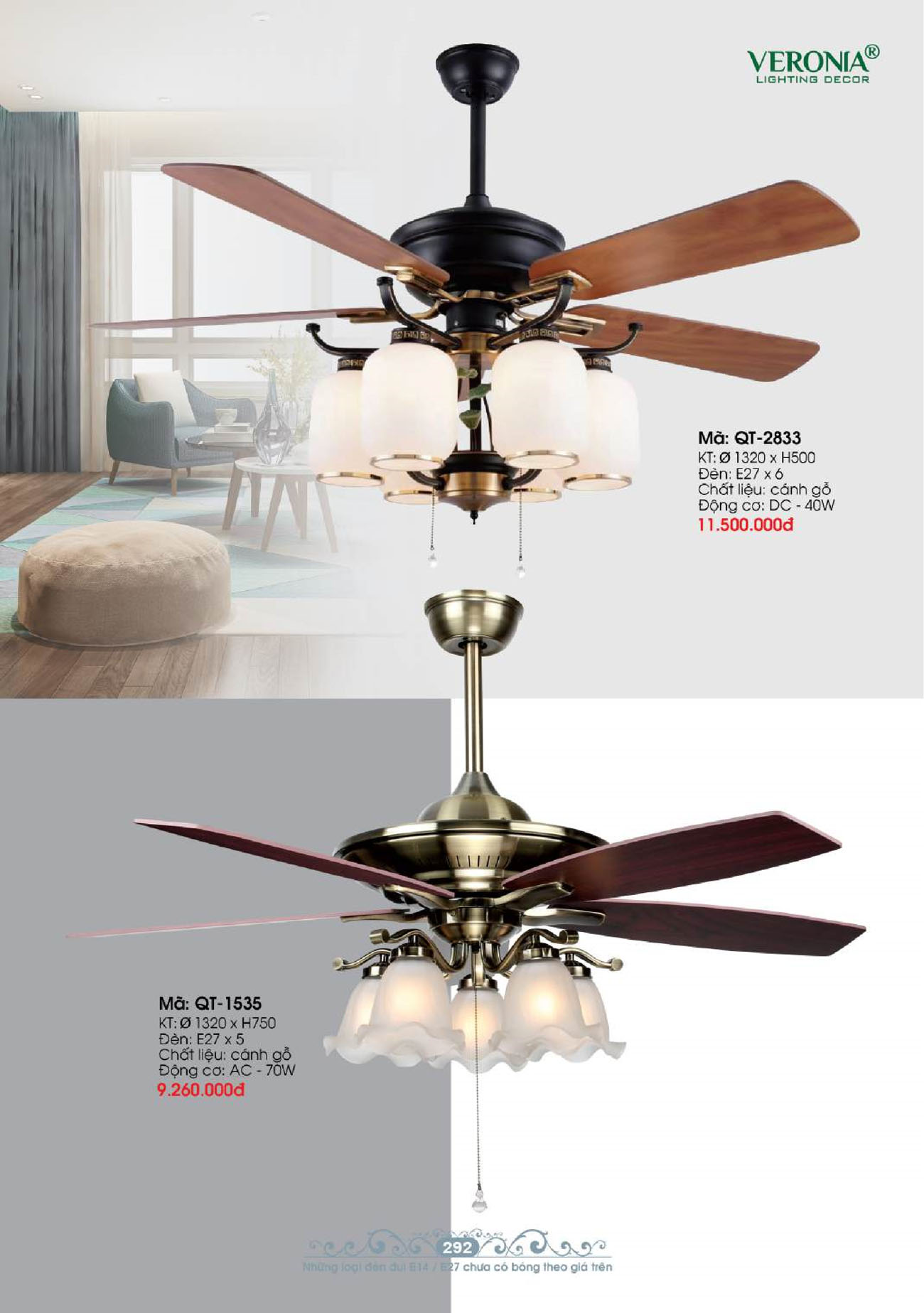 Tổng hợp Quạt đèn trang trí VERONIA mới nhất 2025 - Trang 15)