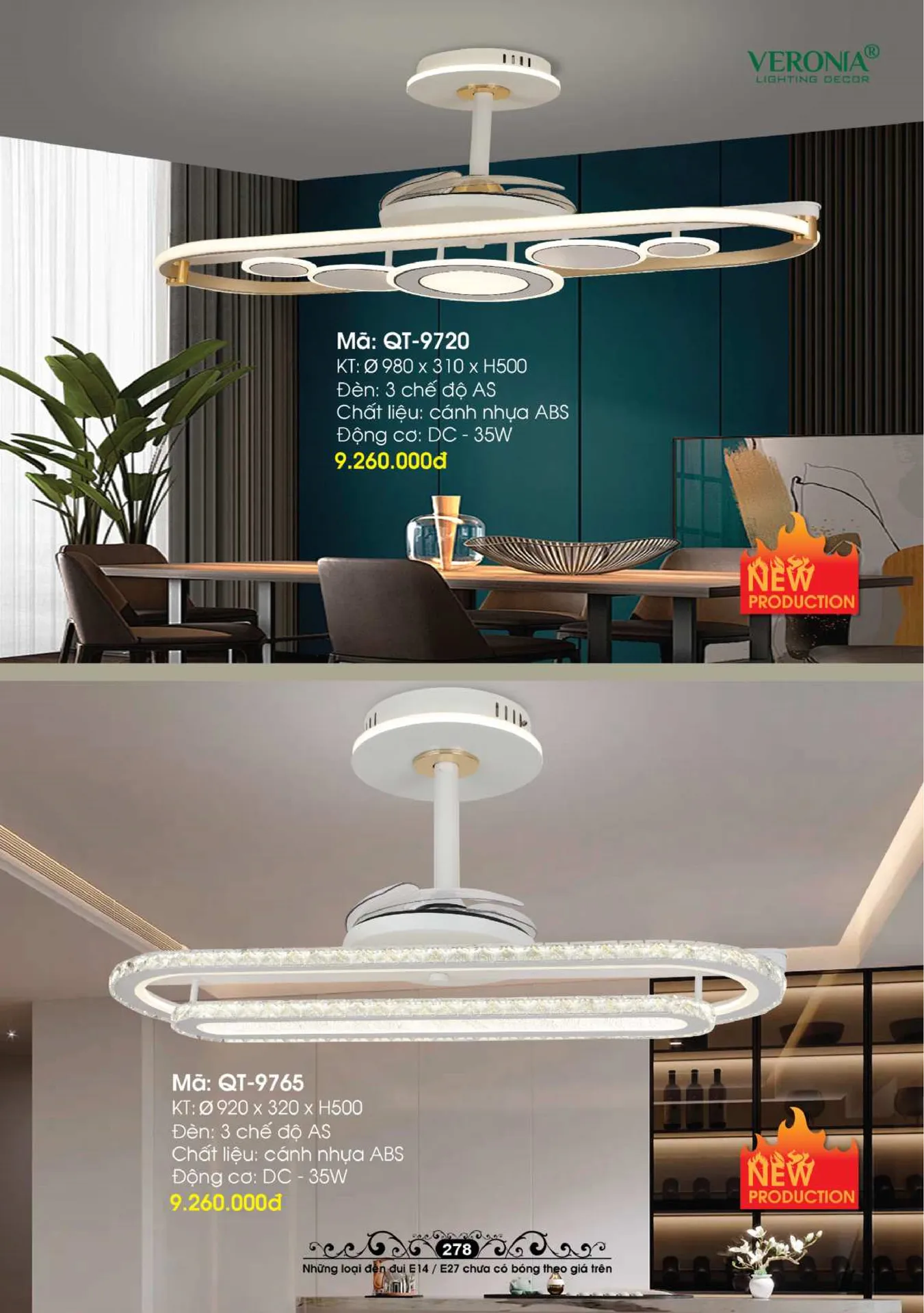 Tổng hợp Quạt đèn trang trí VERONIA mới nhất 2026 - Trang 1)