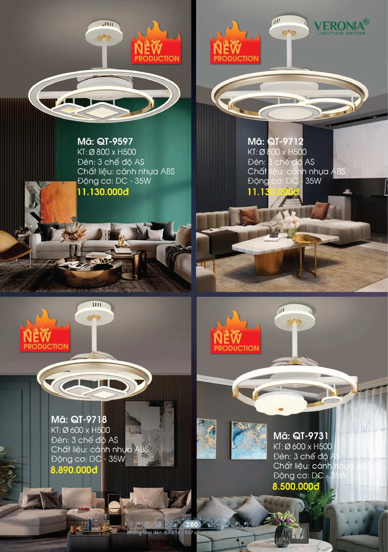 Tổng hợp Quạt đèn trang trí VERONIA mới nhất 2026 - Trang 3)