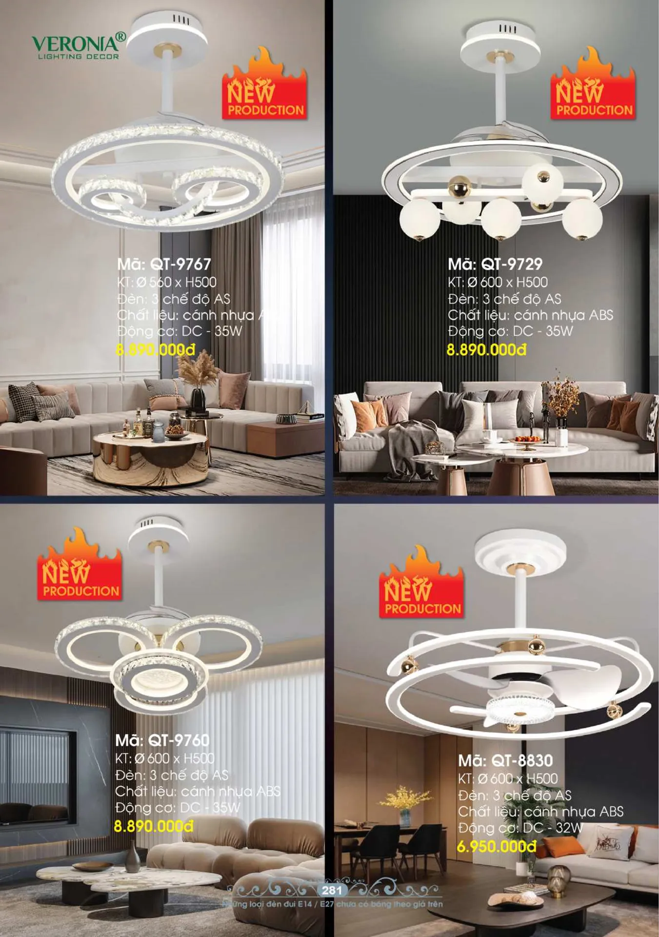 Tổng hợp Quạt đèn trang trí VERONIA mới nhất 2026 - Trang 4)