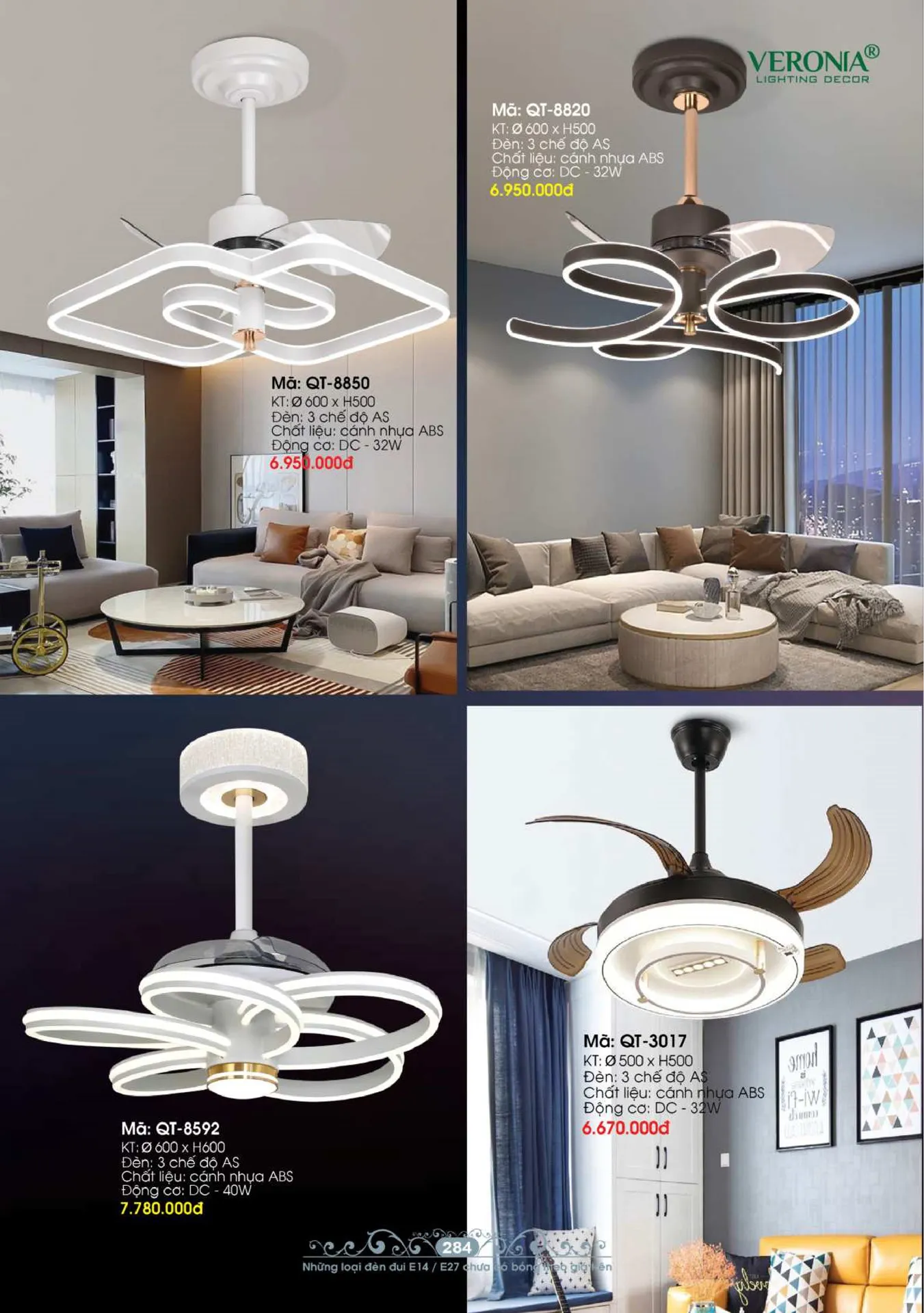Tổng hợp Quạt đèn trang trí VERONIA mới nhất 2026 - Trang 7)