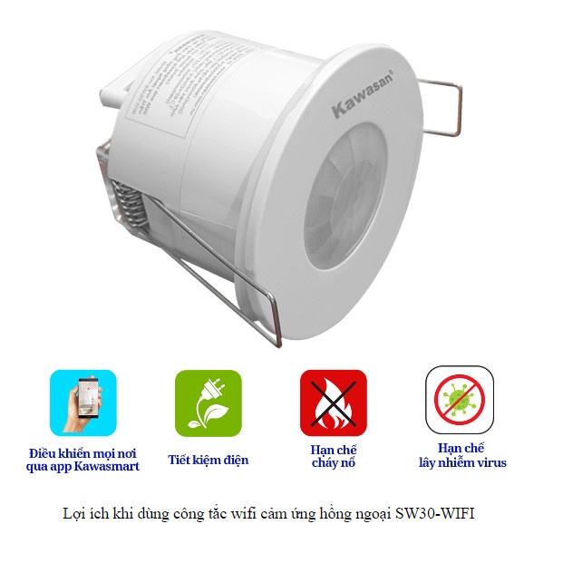 Công tắc Wifi cảm ứng hồng ngoại âm trần SW30-WIFI